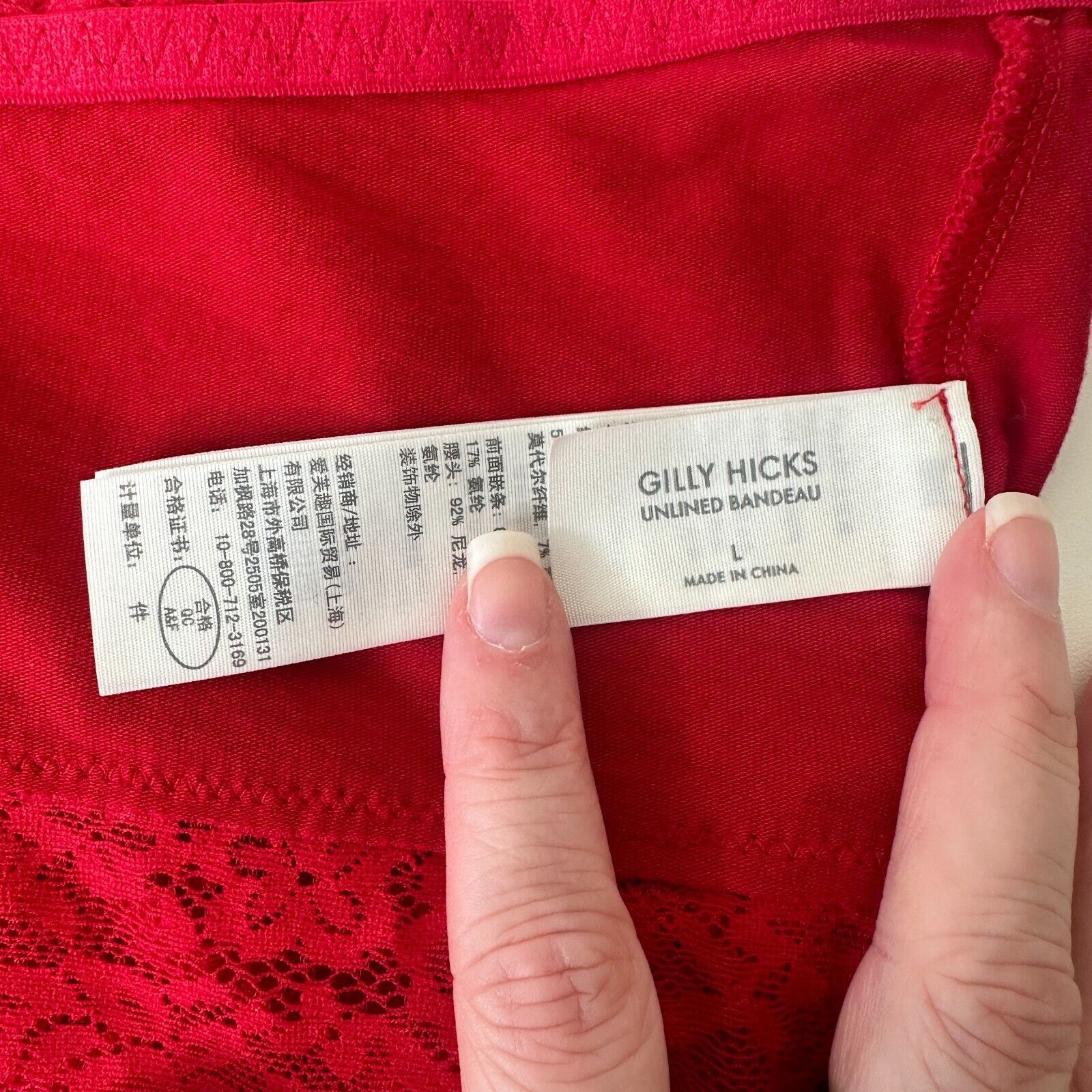 Other Gilly Hicks Bright Red Lace Design Relaxed Bandeau Top Large Size L / US 10 / IT 46 - 7 Thumbnail