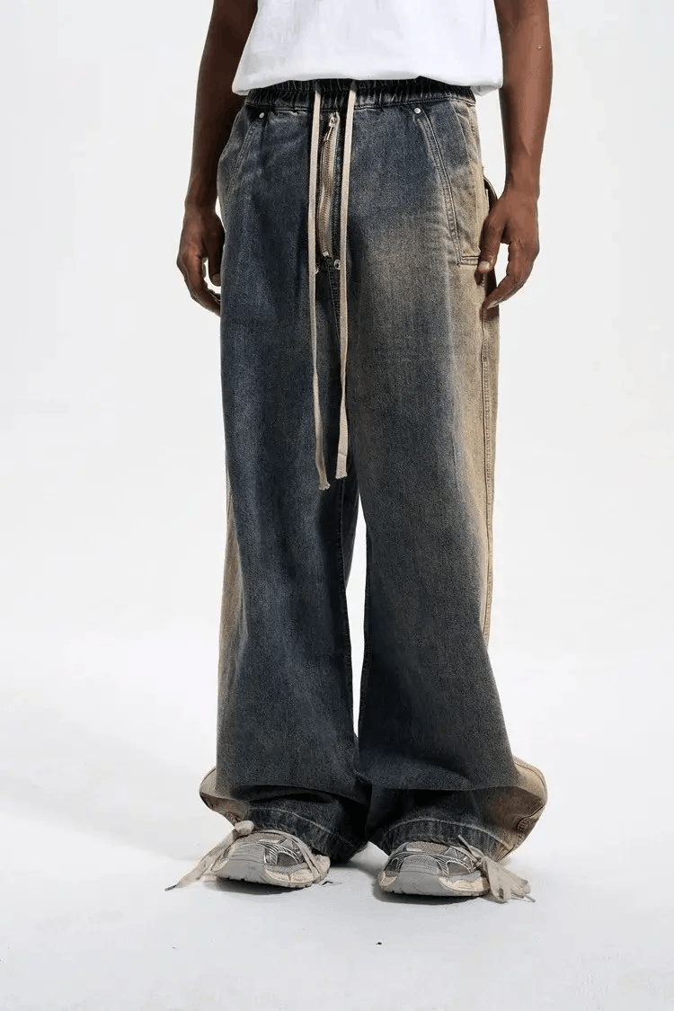 Japanese Brand × Jean Baggy Washed Zipper Gradient Vintage Denim Jeans Size US 32 / EU 48 - 1 Thumbnail