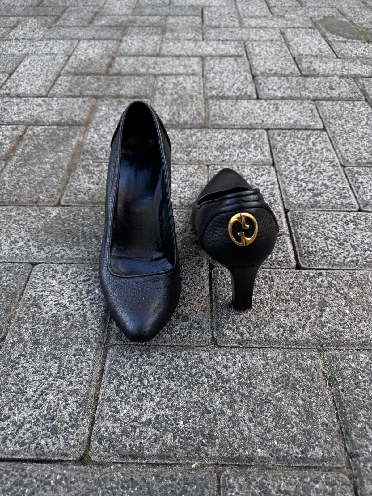 Gucci × Vintage Gucci Leather Loafers Black Classic Formal Shoes Worn Size US 7 / IT 37 - 2 Thumbnail