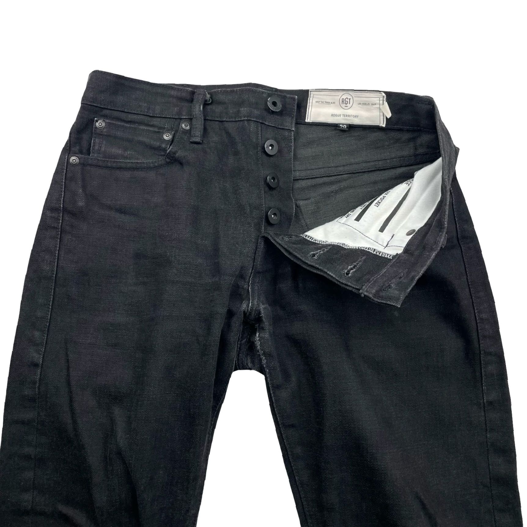 Rogue Territory VINTAGE? No. Rogue Territory Jeans - Men’s Slim Straight 6-Pocket Japan Selvedge Black 29x28 Straight Denim Cotton Mid Rise 29 Mens Size US 29 - 4 Thumbnail