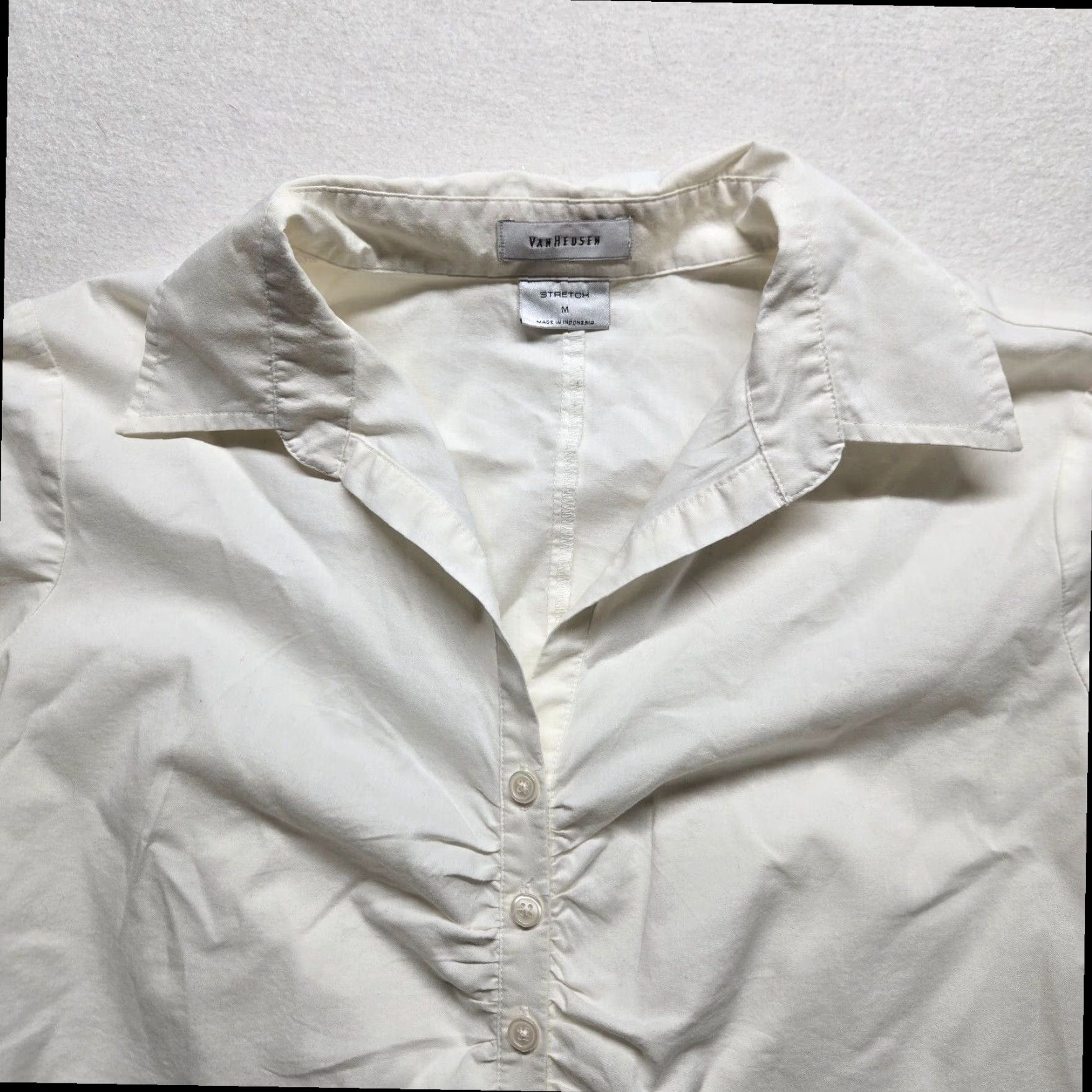 Van Heusen Van Heusen Women's White Long Sleeve Button-Down Shirt Medium Adult Cotton Size M / US 6-8 / IT 42-44 - 2 Thumbnail