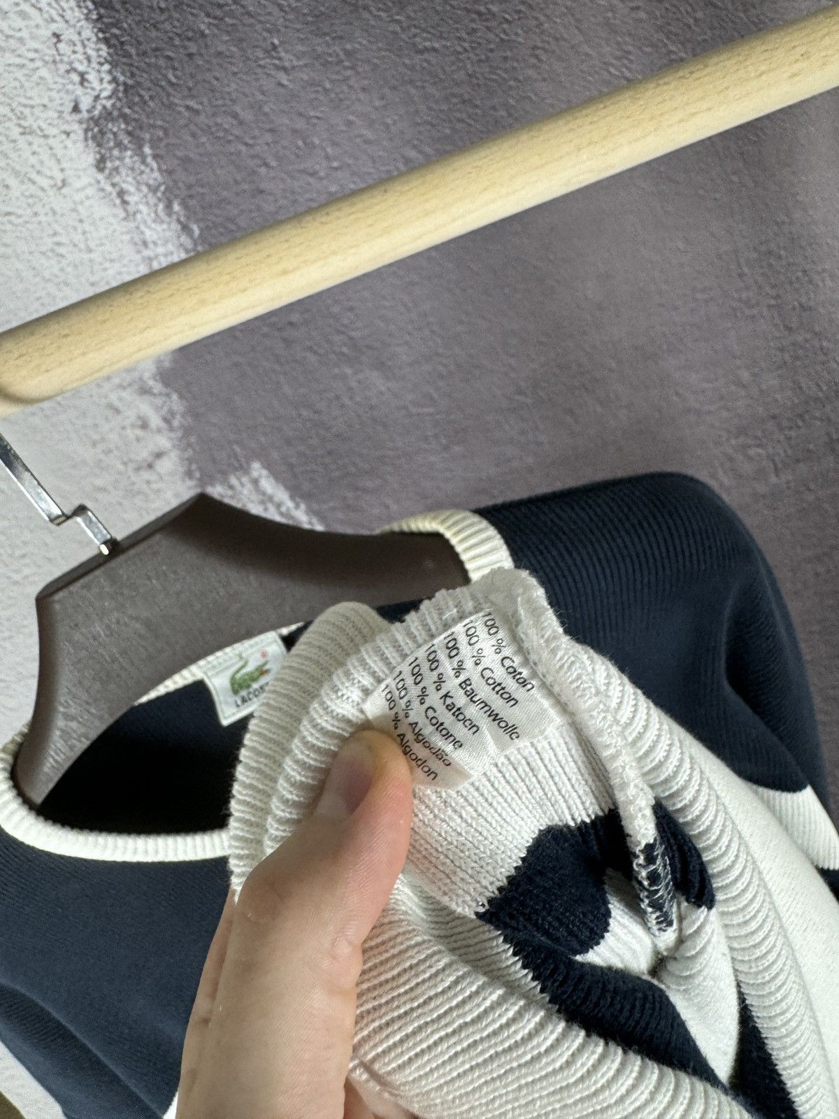 Lacoste Lacoste vintage white blue striped sweater knitwear Size US XXL / EU 58 / 5 - 9 Thumbnail