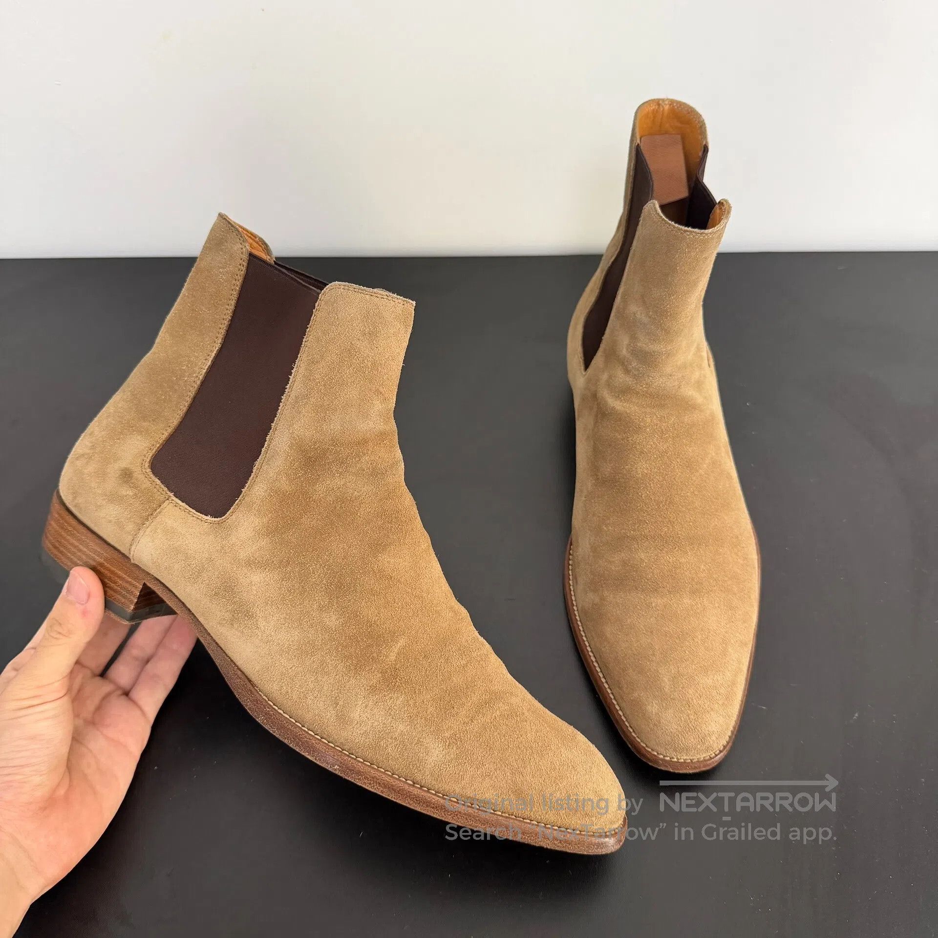 Saint Laurent Paris SLP Wyatt 40 Tan Suede Chelsea Boots 43 