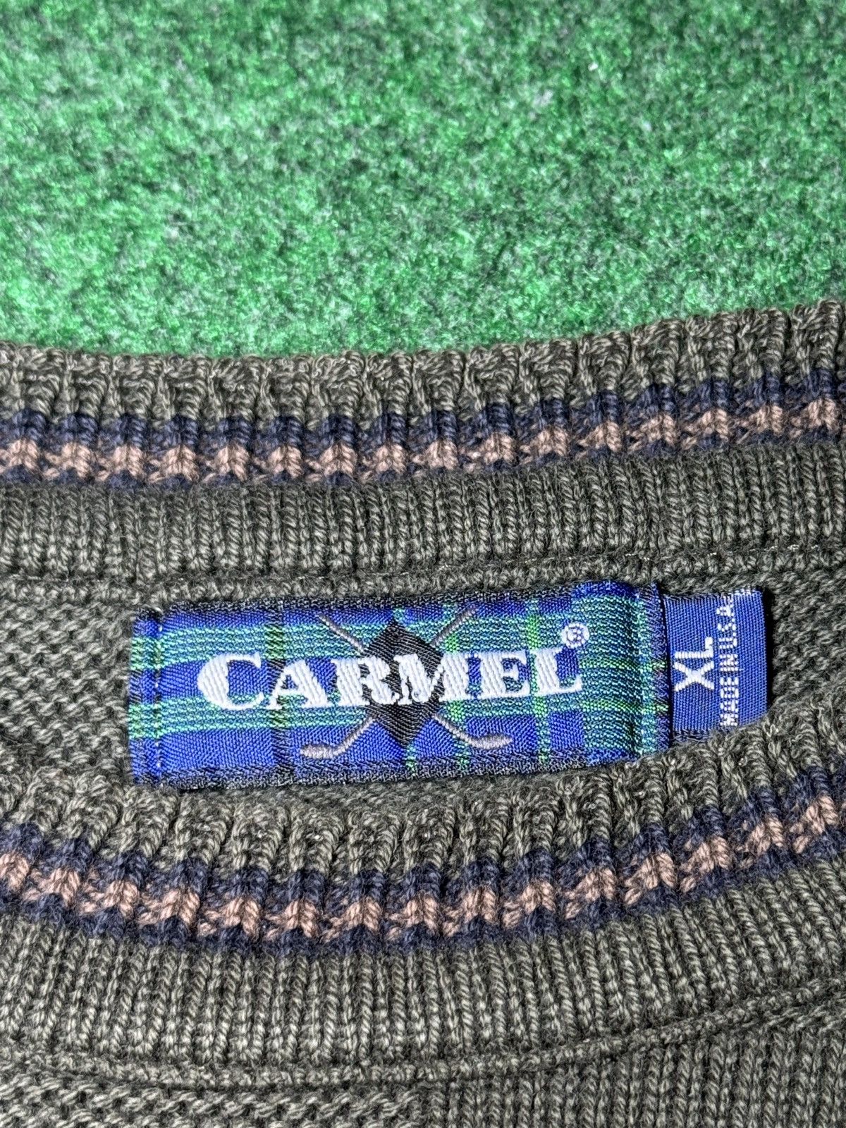 Vintage Caramel Golf Pullover L/XL Checkered Knit Crewneck Sweater Size US XL / EU 56 / 4 - 3 Thumbnail