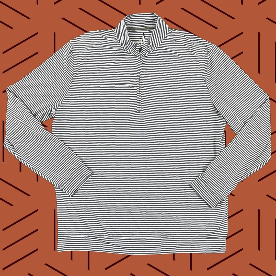 johnnie-O Johnnie O Turn Striped Prep Performance Pullover Jacket Mens Large Blue White Golf Zip Size US L / EU 52-54 / 3 - 1 Thumbnail