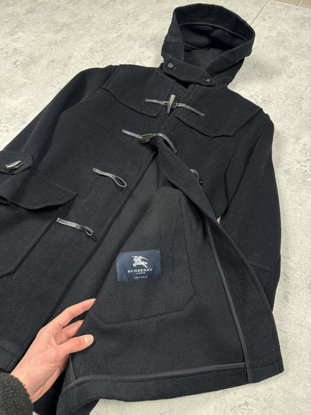 Burberry Burberry London Wool Duffle Coat Black Toggle Hooded Jacket Size US L / EU 52-54 / 3 - 15 Thumbnail
