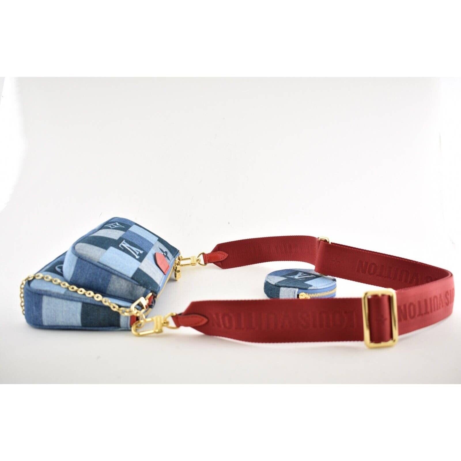 Louis Vuitton Louis Vuitton Patchwork Denim Blue Red Crossbody Bag Size ONE SIZE - 6 Thumbnail