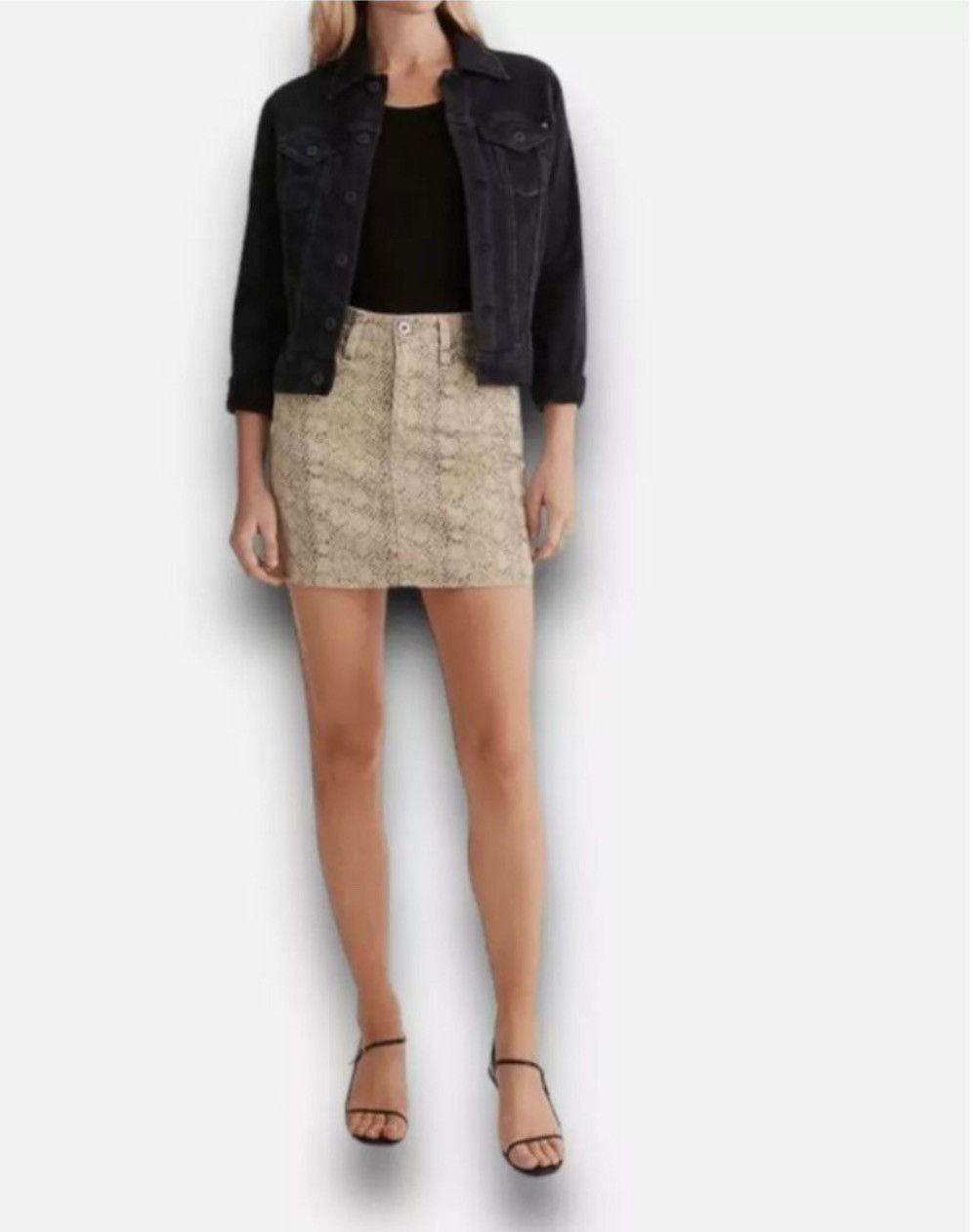 AG Adriano Goldschmied AG ADRIANO GOLDSCHMIED The Vera Snakeskin Print Mini Skirt Size 42" / US 20 - 2 Thumbnail