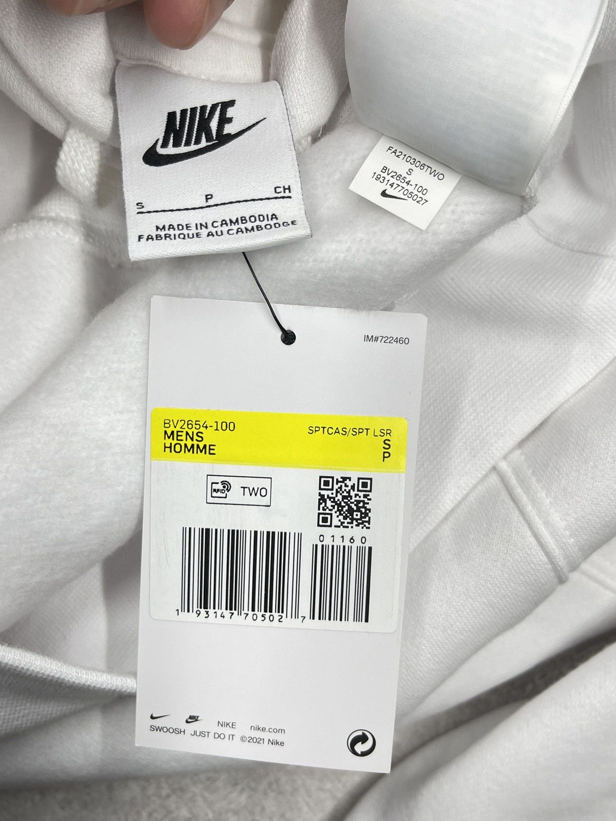 Nike New Mens Nike NSW Club White Hoodie Drill Y2K ACG TECH Size US S / EU 44-46 / 1 - 7 Thumbnail