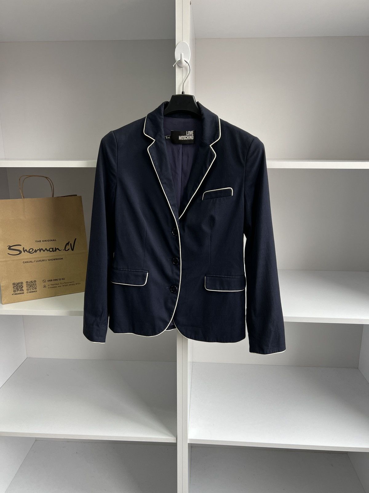Designer × Moschino × Vintage Vintage Love Moschino Navy Women’s Blazer Size M / US 6-8 / IT 42-44 - 1 Thumbnail