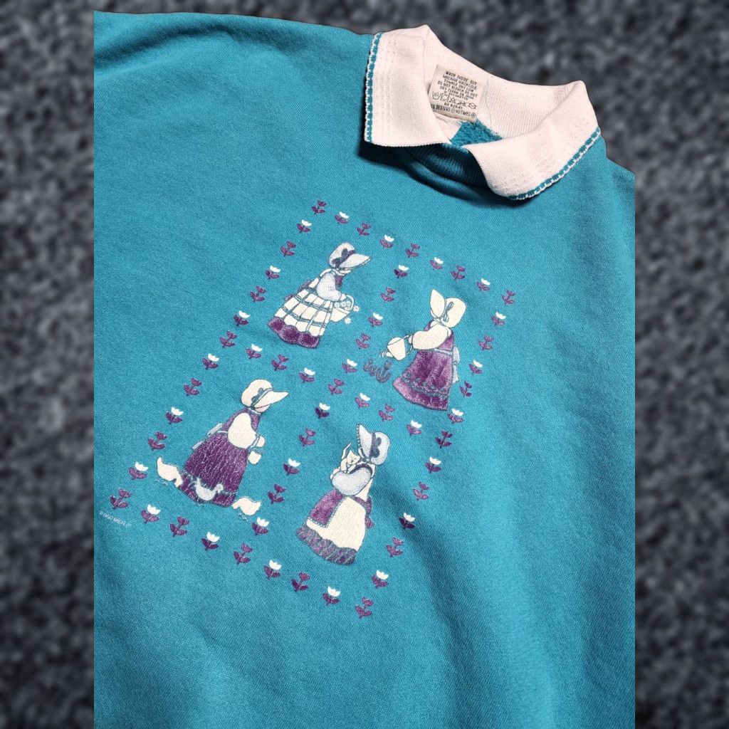 Nutmeg VINTAGE 80s Nutmeg Women's Cotton Blend L Blue Pullover Sweatshirt Cottagecore Size L / US 10 / IT 46 - 1 Thumbnail