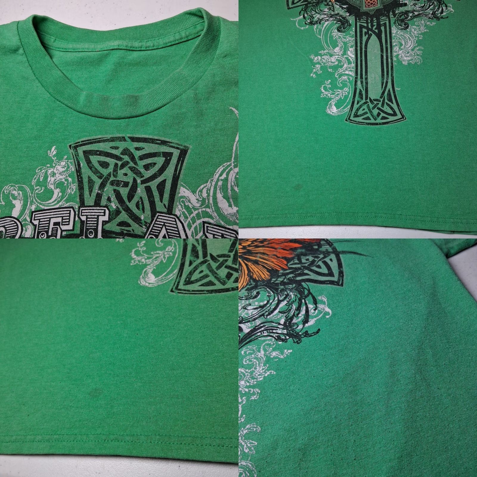 Vintage Ireland Shirt Men XL Green Celtic Cross Angel Wings Irish Y2K Graphic Work READ Size US XL / EU 56 / 4 - 8 Thumbnail