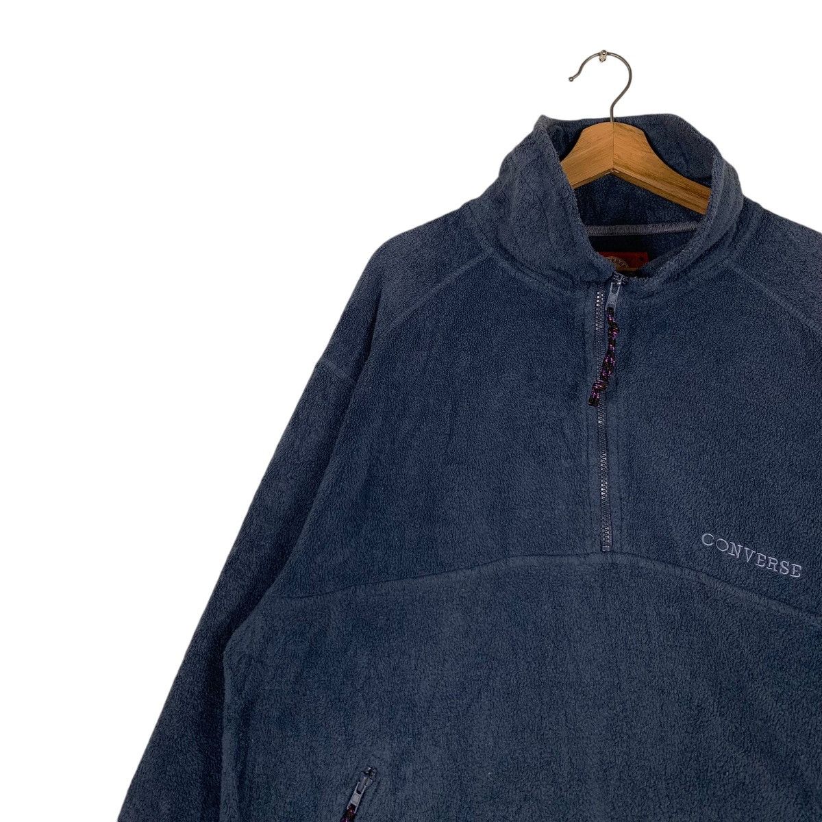 Converse CONVERSE Small Logo Half Zip Blue Fleece Pullover #1406-C59 Size US L / EU 52-54 / 3 - 6 Thumbnail