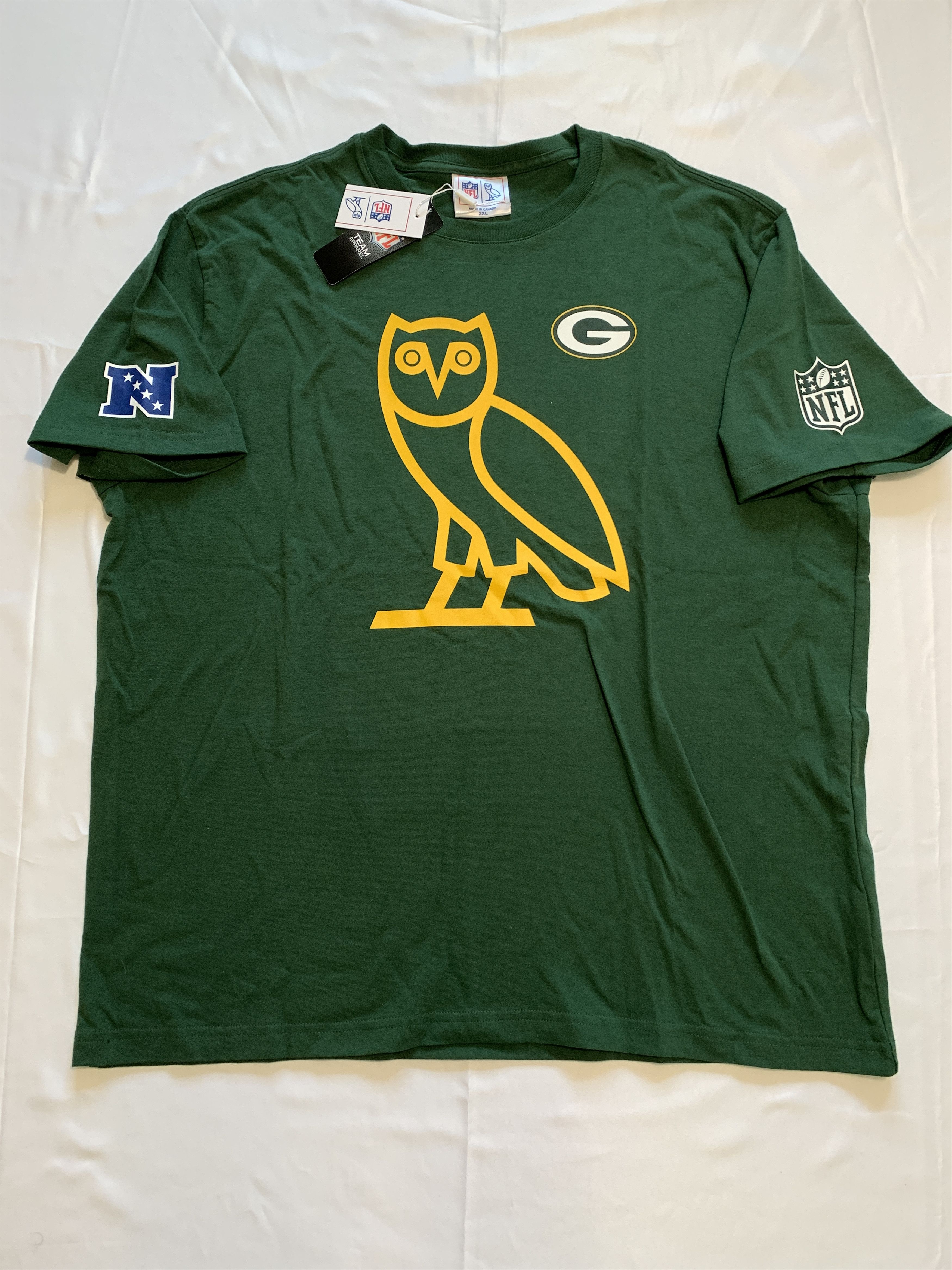 Drake *RARE* OVO x NFL Green Bay Packers OG Owl T-Shirt Size US XXL / EU 58 / 5 - 4 Thumbnail