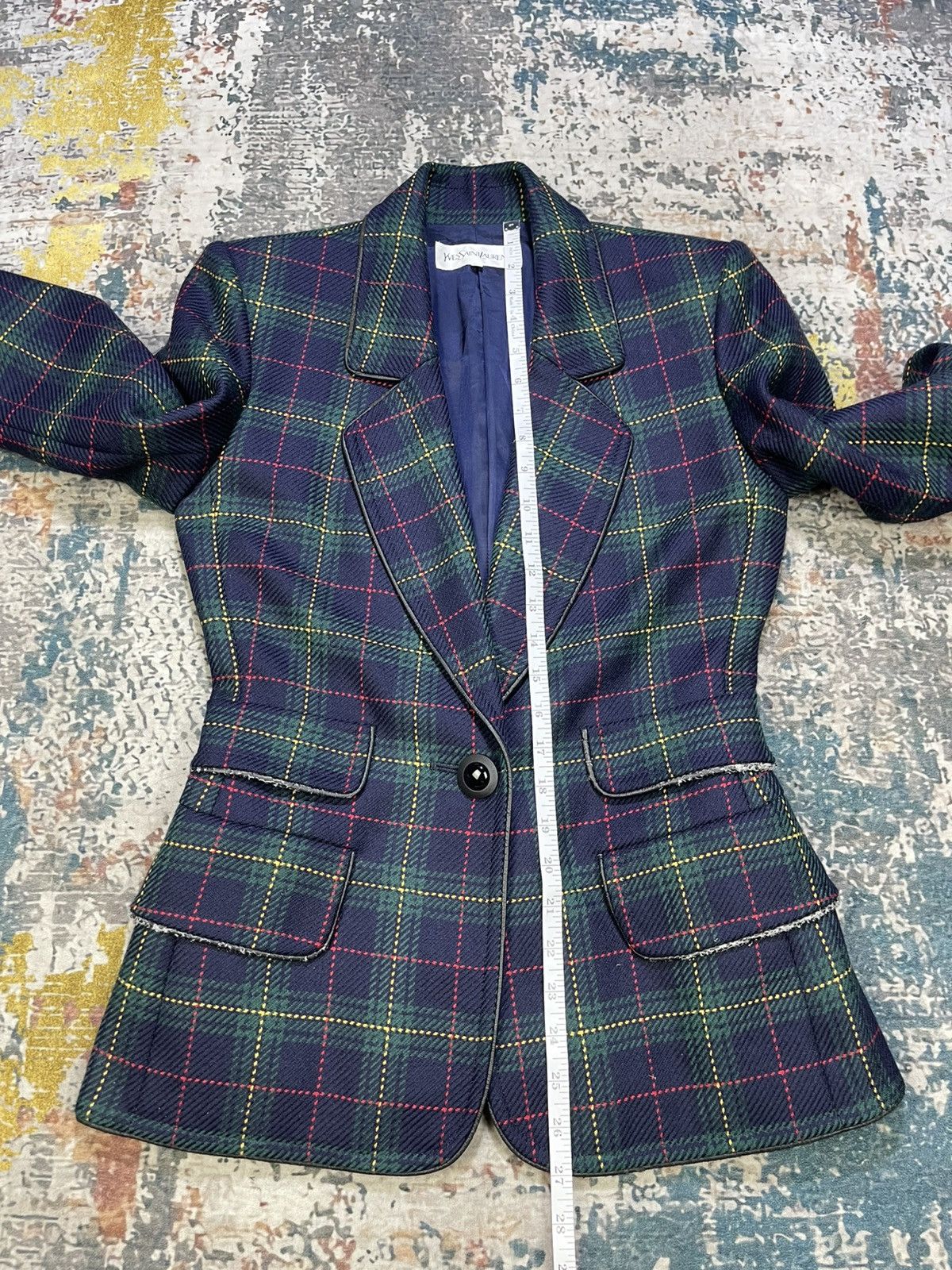 Yves Saint Laurent Yvest Saint Laurent Multicolor Plaid Blazer Jacket Size XXS / US 00 / IT 34 - 13 Thumbnail