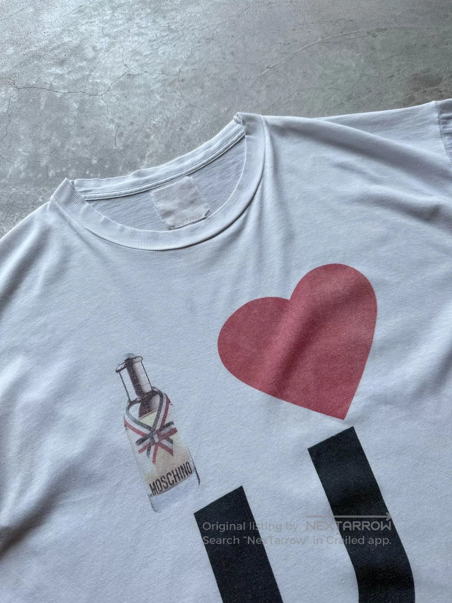 Vintage Vintage 90s Moschino I ❤️U Graphic Tee. Size US XL / EU 56 / 4 - 4 Thumbnail