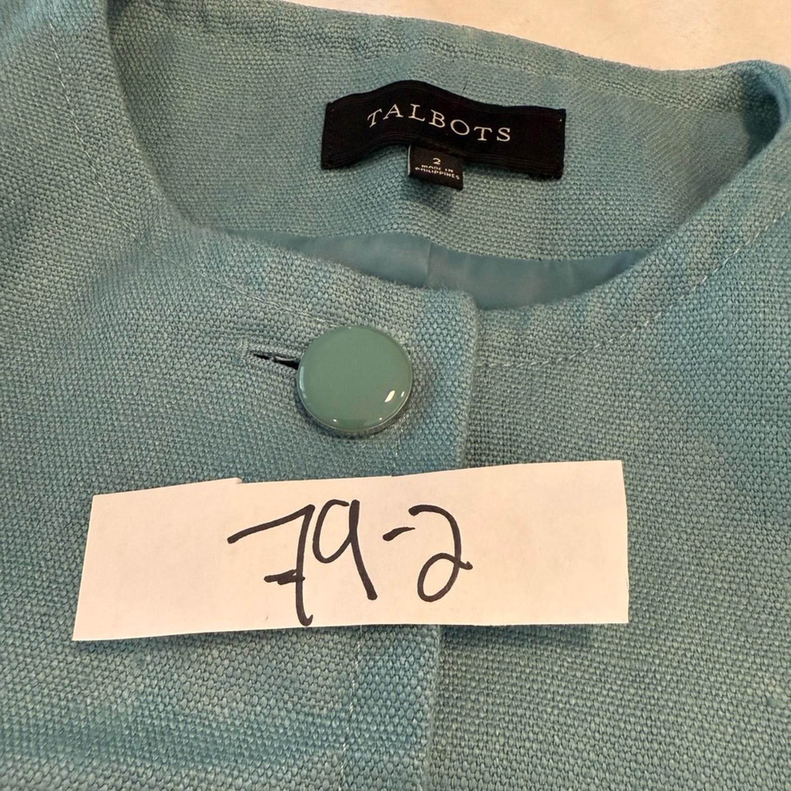 Other Talbots linen jacket eal green collarless pockets lined SZ 2 Size XS / US 0-2 / IT 36-38 - 9 Thumbnail