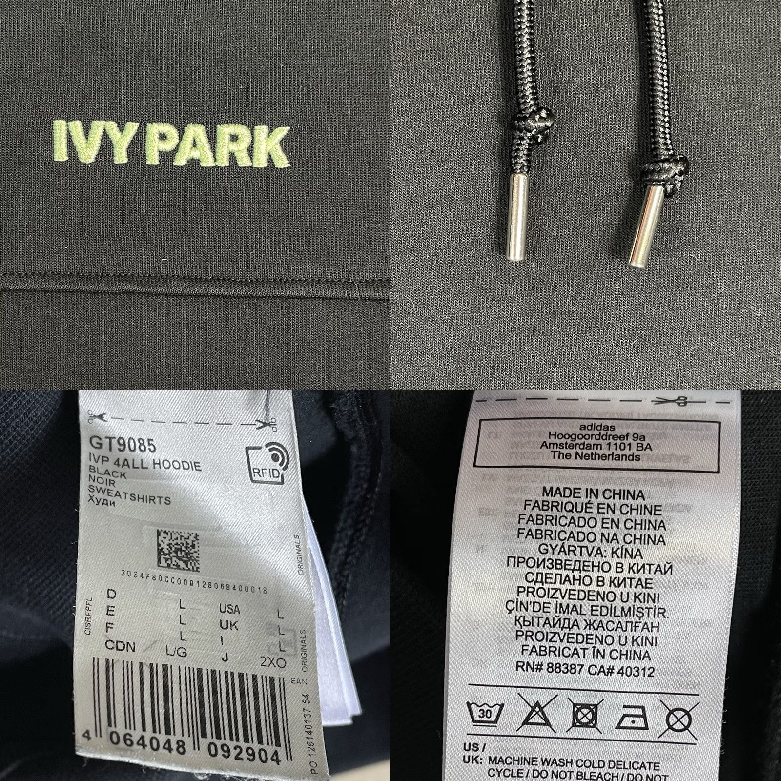 Adidas Adidas Ivy Park Hoodie Mens L Black 3 Stripe Heavyweight Pullover Relaxed Hoodie Size US L / EU 52-54 / 3 - 8 Thumbnail