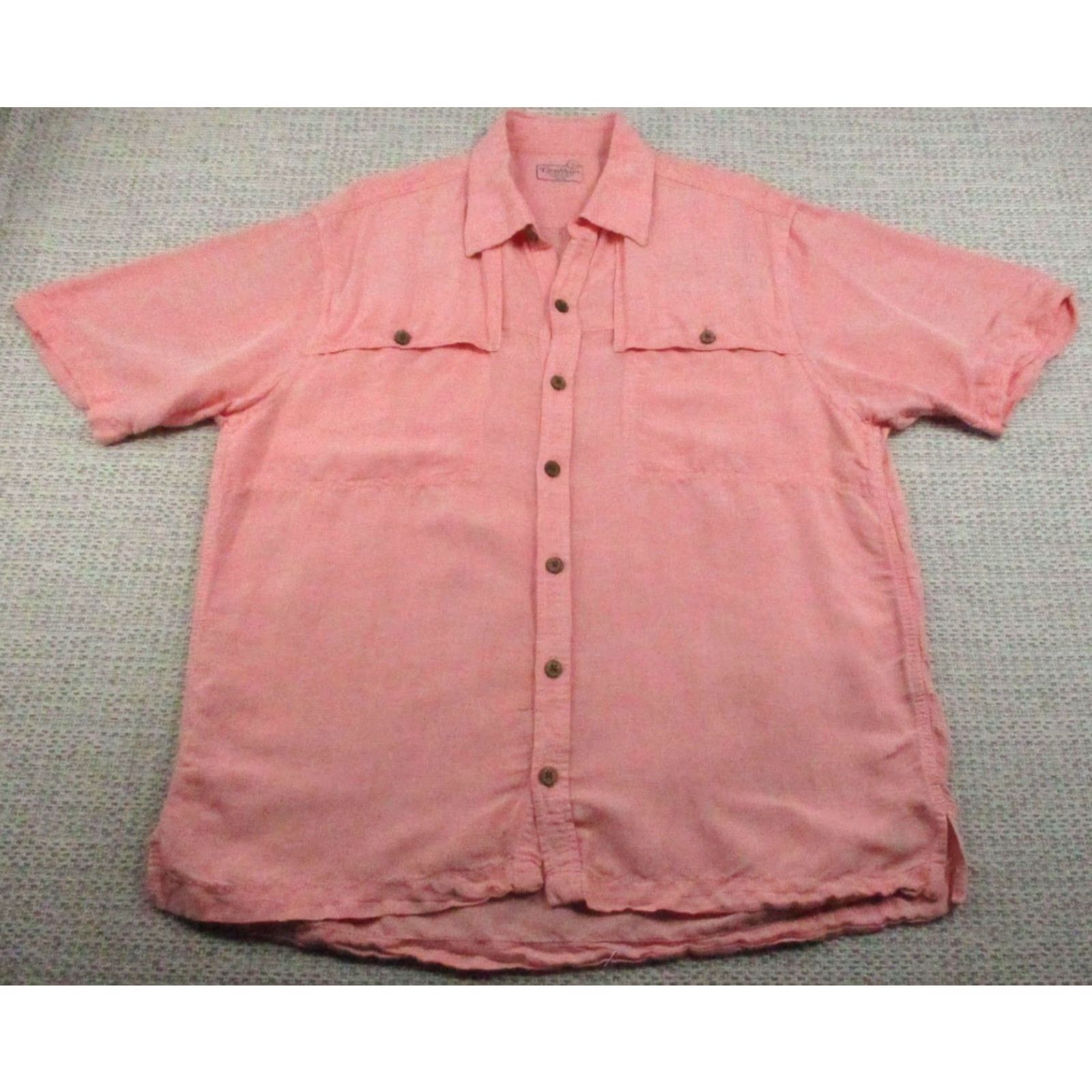 Pinko Caribbean Shirt Mens Large Pink Linen Rayon Short Sleeve Button Up Casual Shirt Size US L / EU 52-54 / 3 - 2 Thumbnail