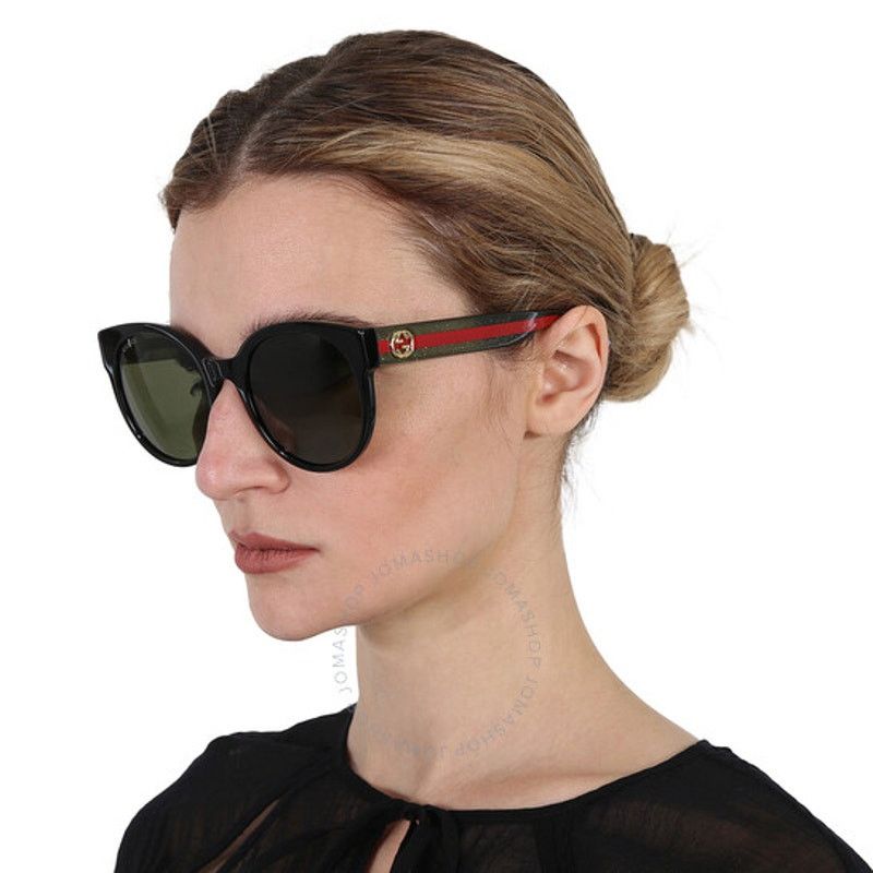 Gucci BRAND NEW GUCCI GG0035SN 002 Black/Green Women Sunglasses Size ONE SIZE - 12 Thumbnail