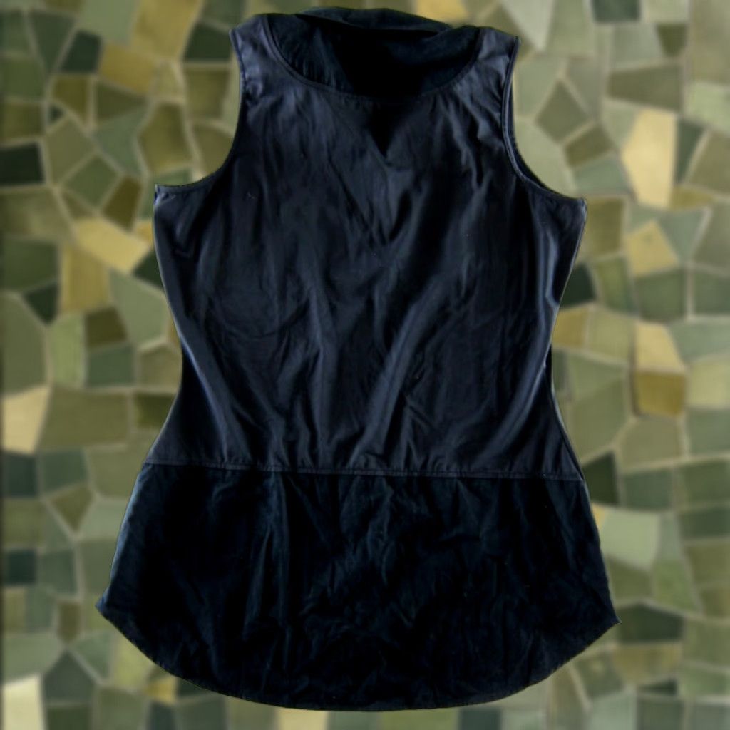 Undercover Under Cover Agent Black Stretch Sleeveless Collared Long Tunic Blouse Large Size L / US 10 / IT 46 - 1 Thumbnail