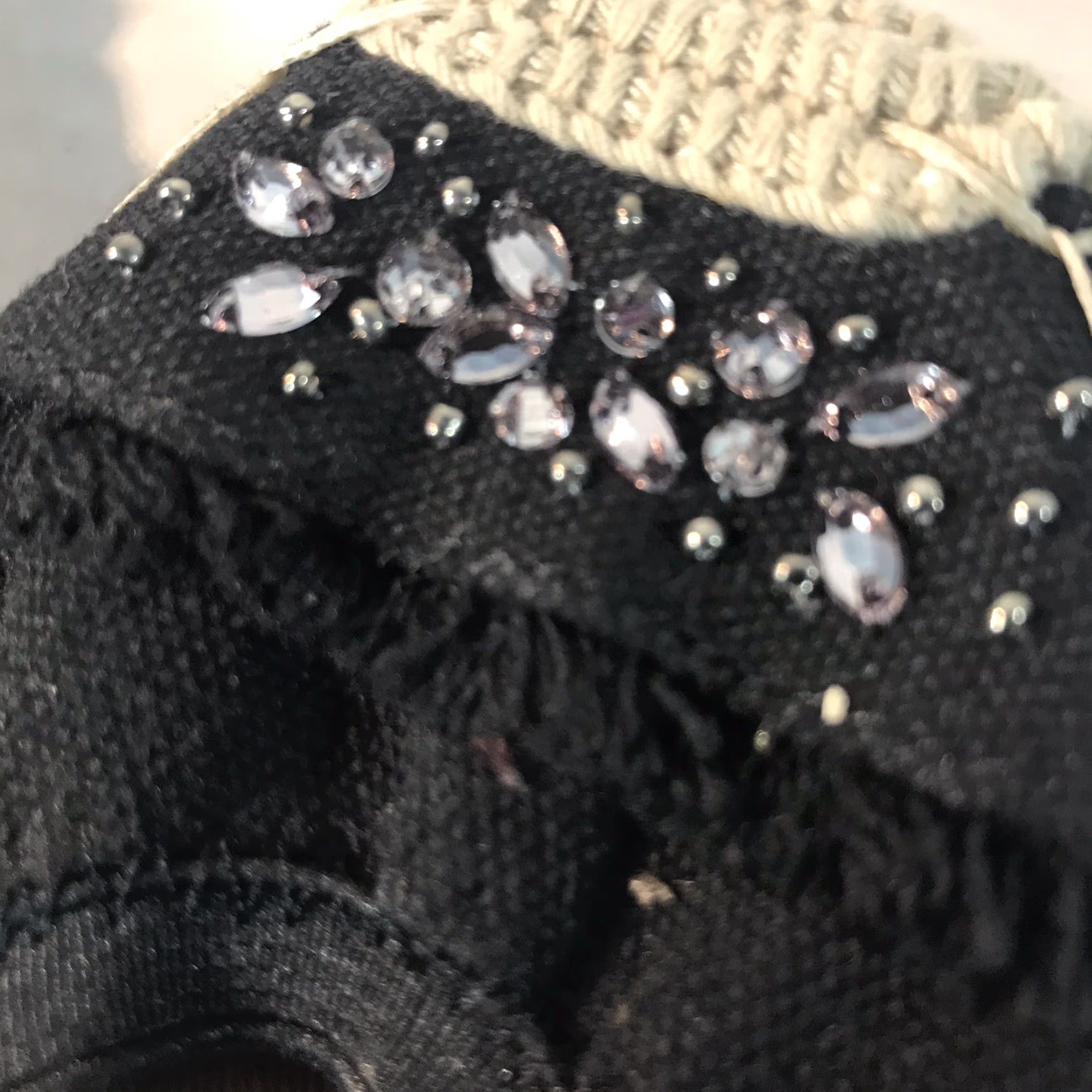 Vintage VINTAGE Simply Vera Vera Wang Flat Slip-On Shoes Women's Size 8M Black Canvas Rhinestone Casual Size US 8 / IT 38 - 5 Thumbnail