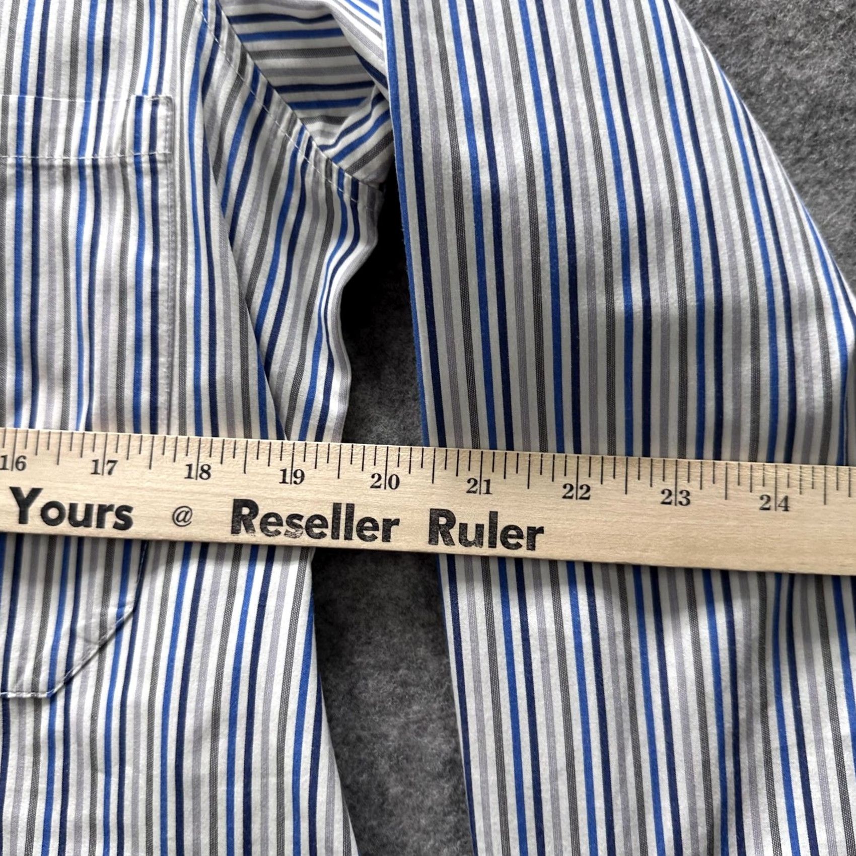 Barena VINTAGE Barena Shirt Mens Large Blue Stripe Band Collar Long Sleeve Popover Cotton Size US L / EU 52-54 / 3 - 6 Thumbnail