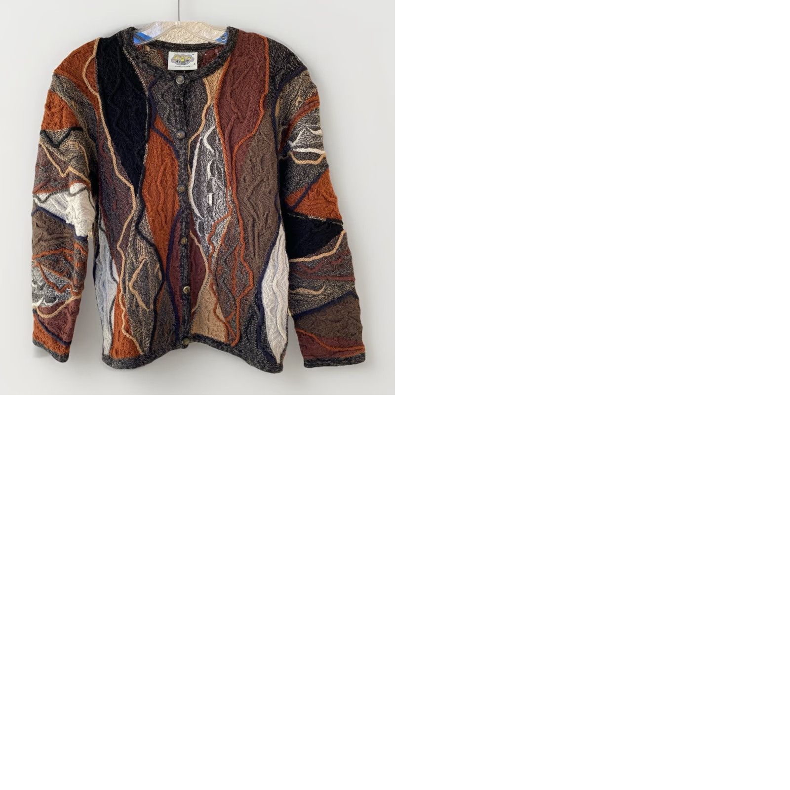 Vintage VINTAGE Aklända Australian Made Pure Wool Textured 3D Knit Cardigan Sweater L 90s Y2K Size L / US 10 / IT 46 - 12 Thumbnail