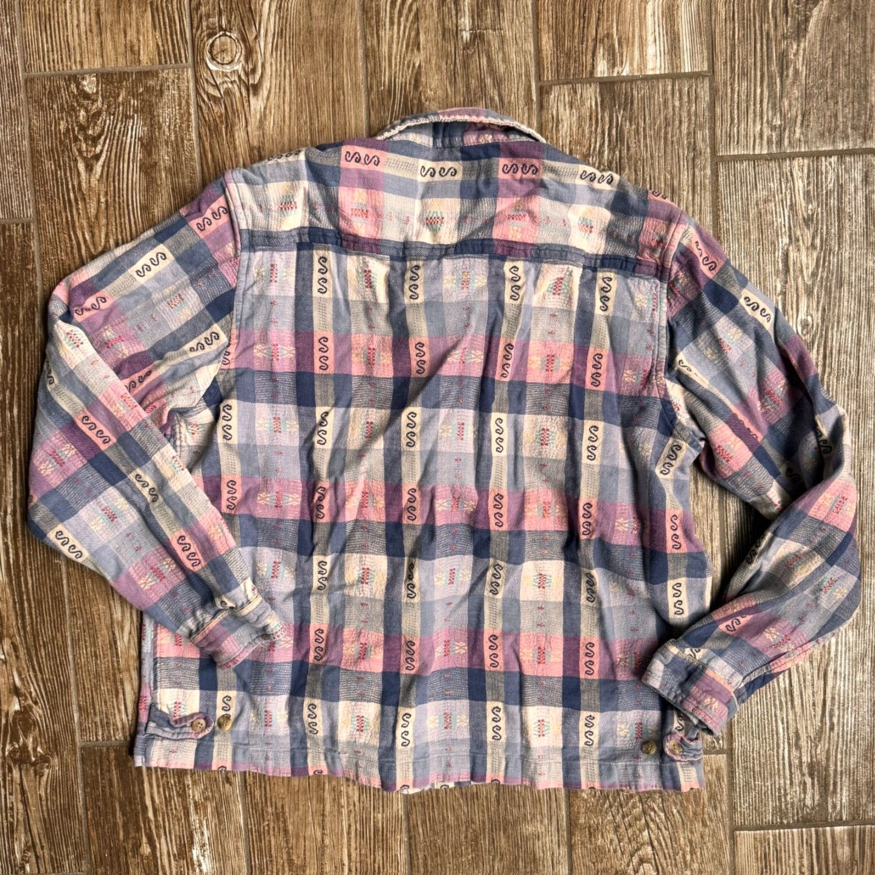 Vintage VINTAGE Dressbarn Jacket Womens XL Plaid Cotton Zip Western Metallic Thread Blue Size XL / US 12-14 / IT 48-50 - 7 Thumbnail