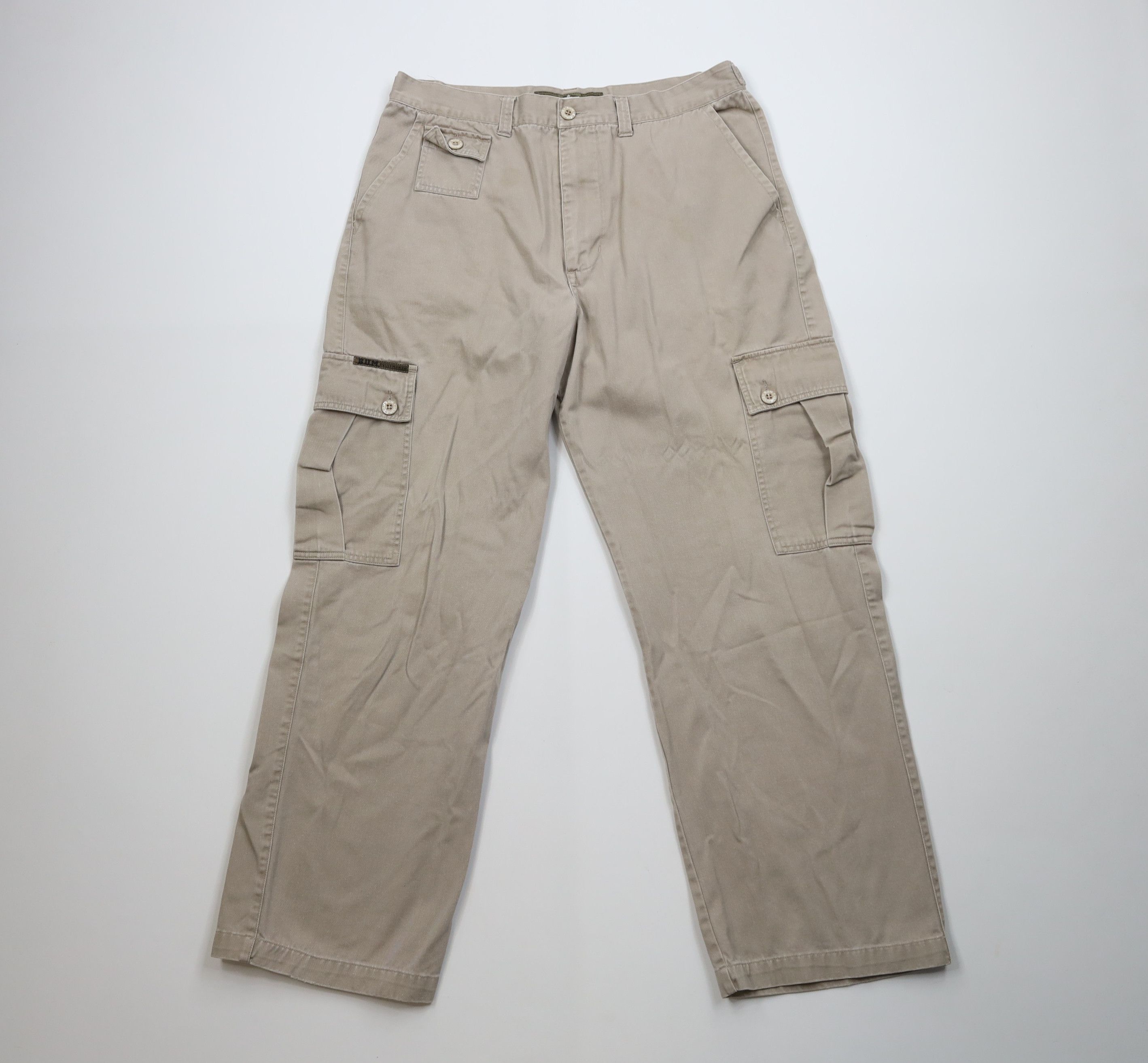 Vintage Vintage 90s Bum Equipment Baggy Wide Leg Cargo Pants Beige Size US 34 / EU 50 - 1 Thumbnail