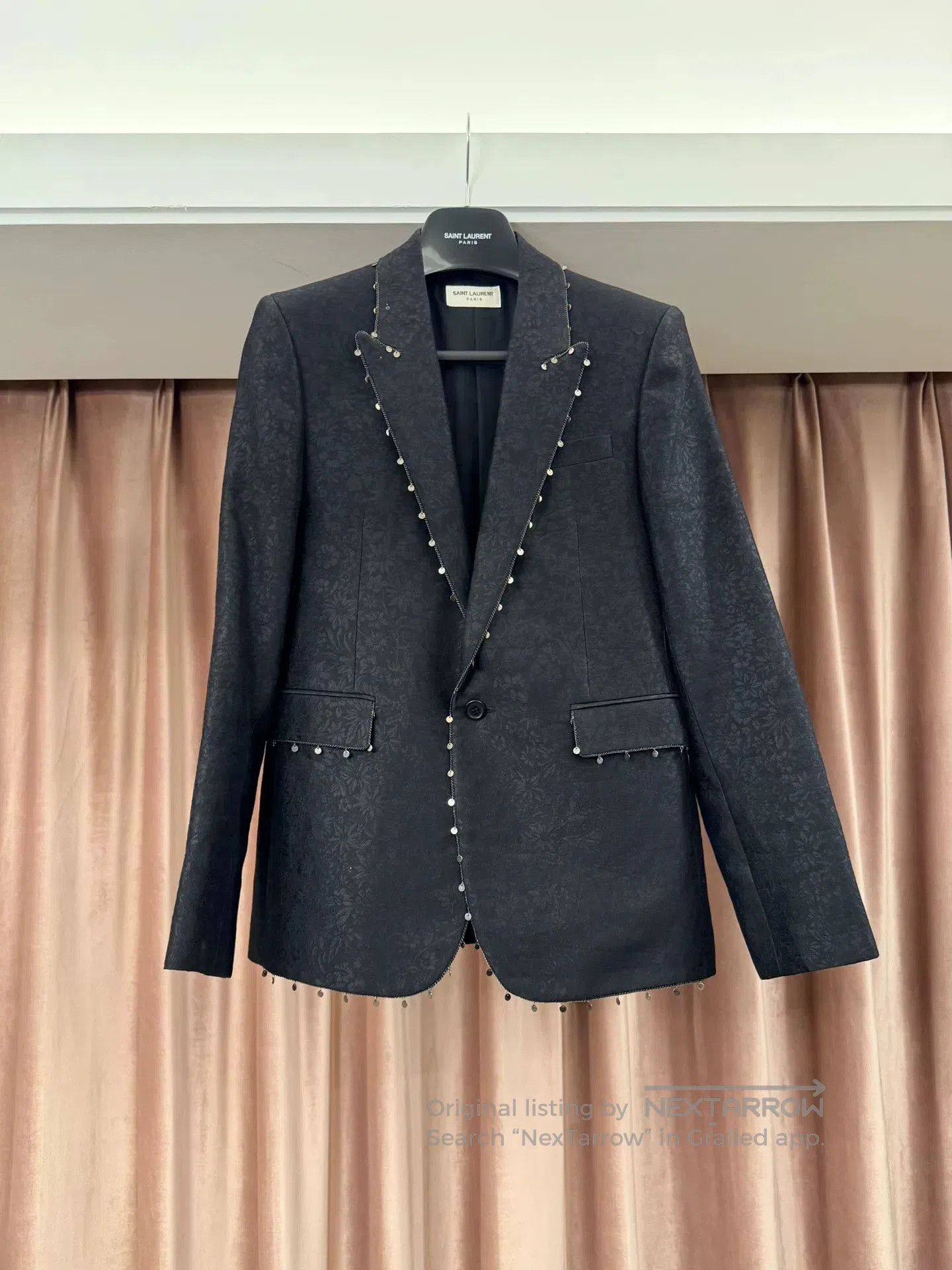 Saint Laurent Paris Saint Laurent Black Floral Pattern Blazer. Size US S / EU 44-46 / 1 - 2 Thumbnail