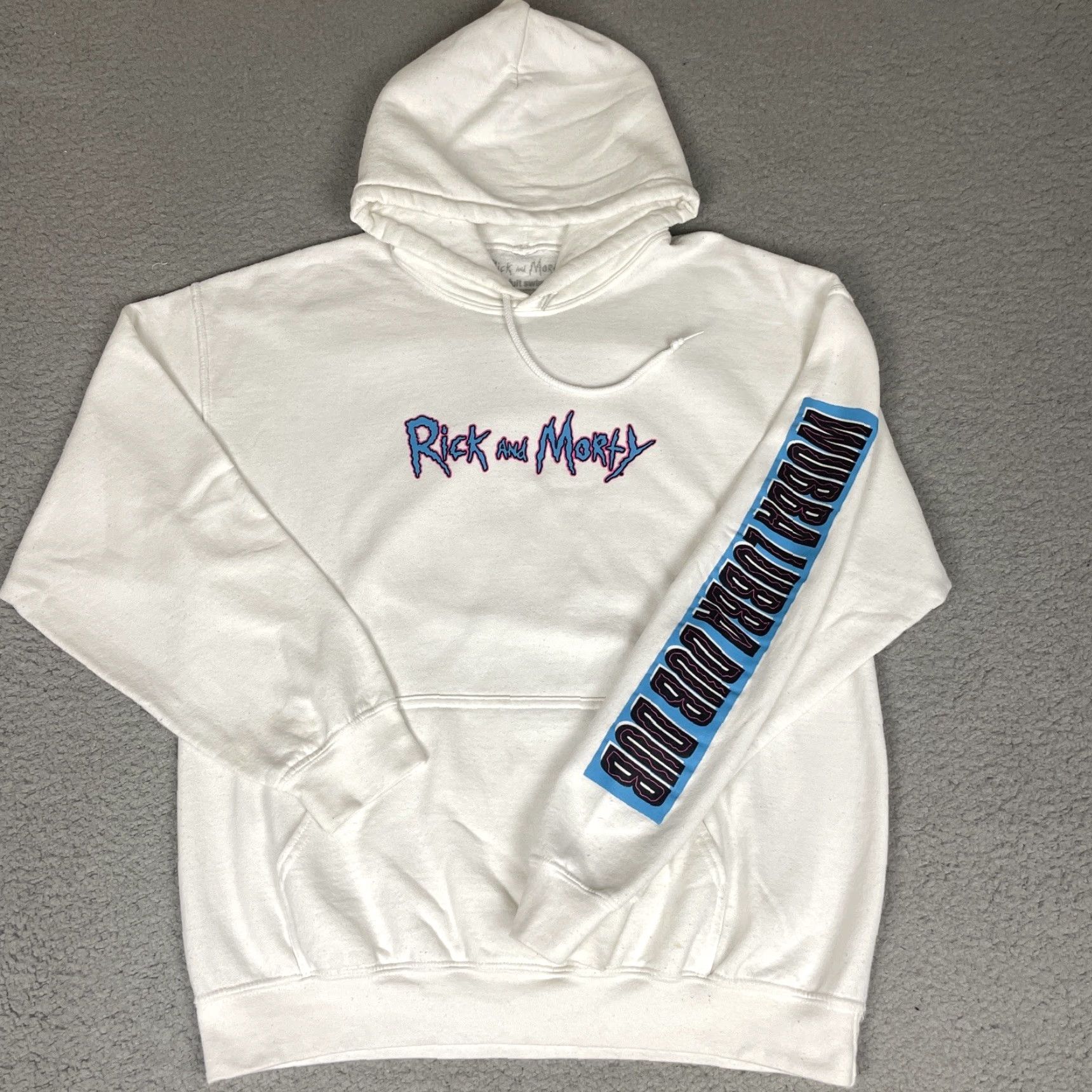 Swims VINTAGE Rick And Morty Sweatshirt Mens Large White Adult Swim Hoodie Size US L / EU 52-54 / 3 - 3 Thumbnail