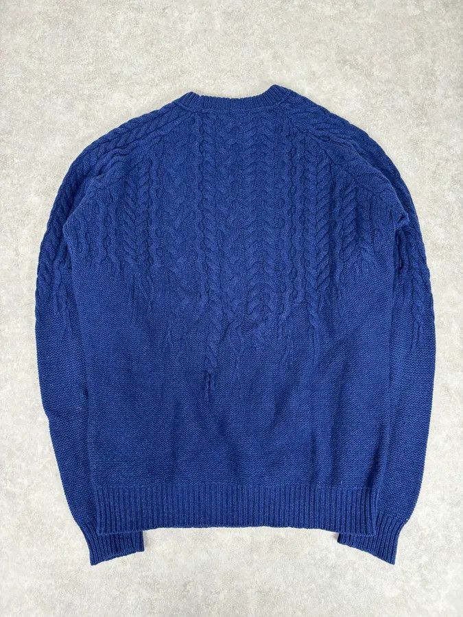 Just Cavalli 2010s Cavalli Avant-Garde Navy Destructured Wool Sweater Size US L / EU 52-54 / 3 - 5 Thumbnail