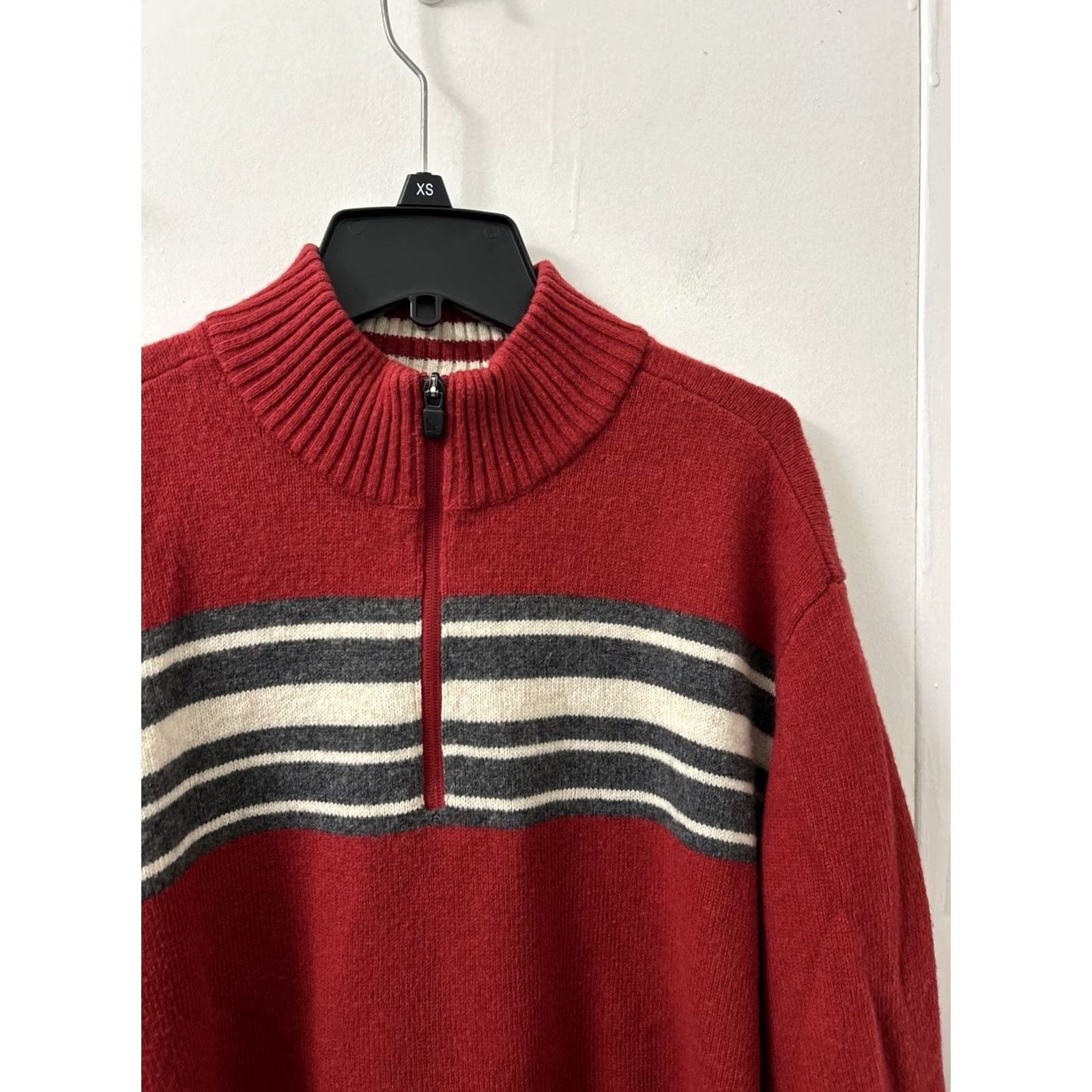 Eddie Bauer Eddie Bauer Sweater Mens XL Red Striped 1/4 Zip Wool Blend Pullover Long Sleeve Size US XL / EU 56 / 4 - 4 Thumbnail