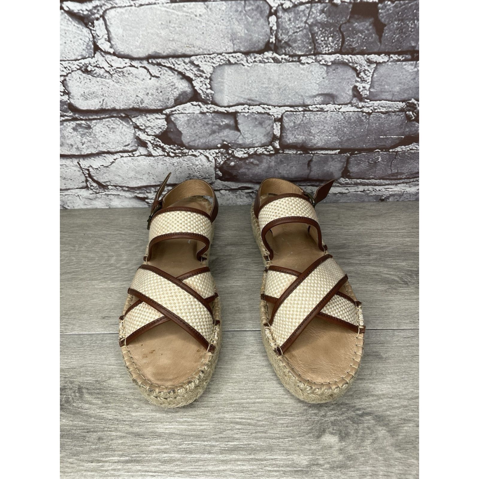 Madewell Madewell Julie Beige Brown Espadrille Slingback Strap Sandal Size US 7.5 / IT 37.5 - 11 Thumbnail