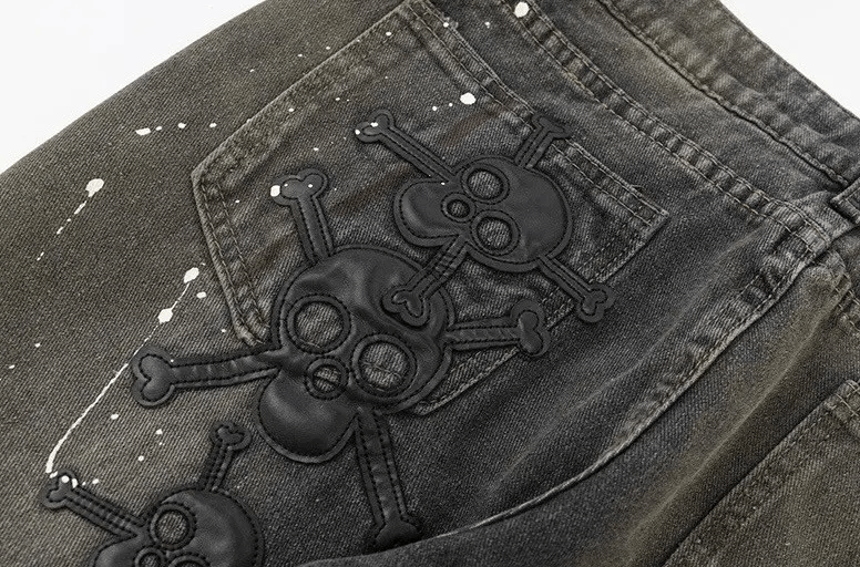 Japanese Brand × Vintage Avant garde retro skull paint splattered jeans pants Size US 30 / EU 46 - 7 Thumbnail
