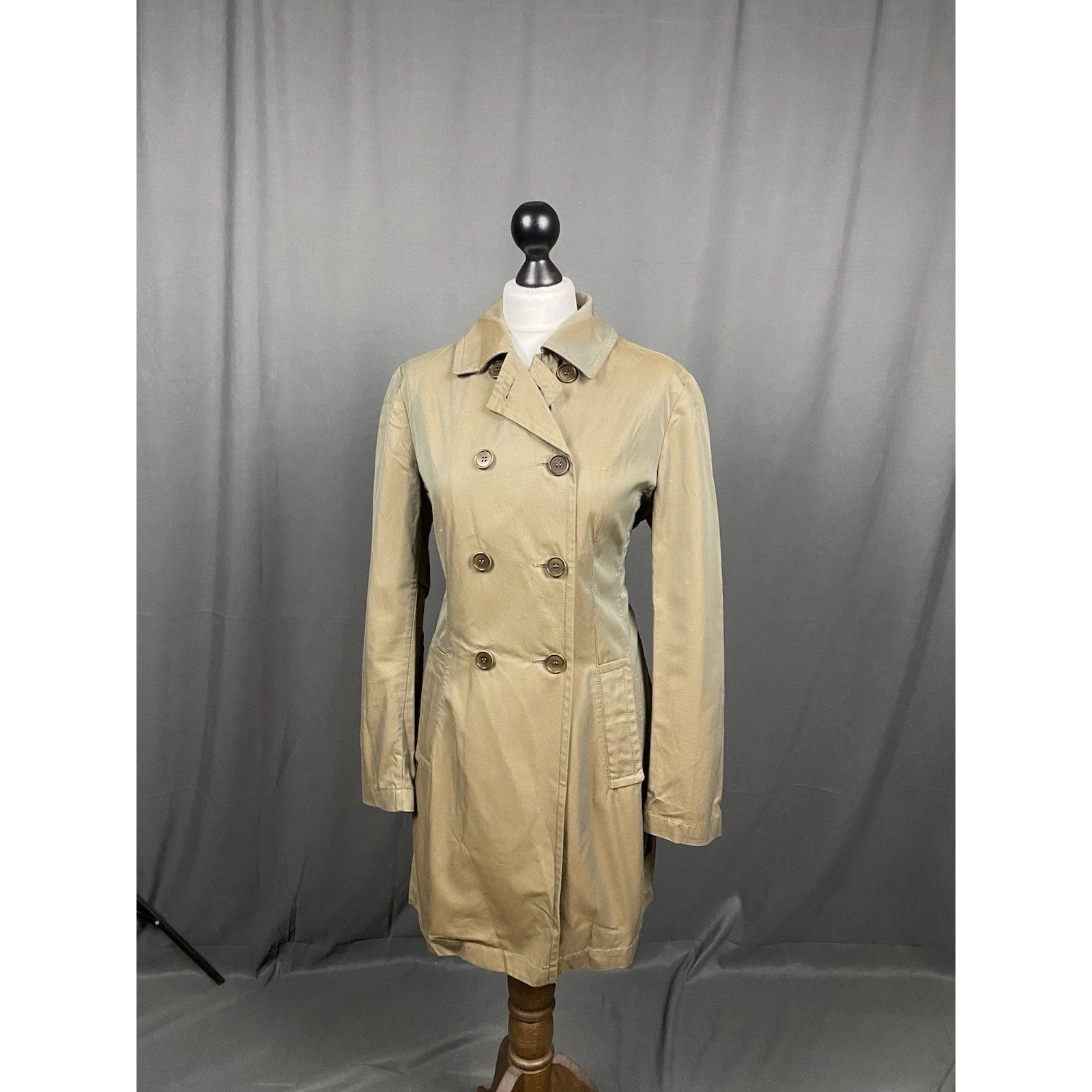 Aspesi Alberto Aspesi Women's Green Brown Double Breasted Trench Pe Size L / US 10 / IT 46 - 4 Thumbnail