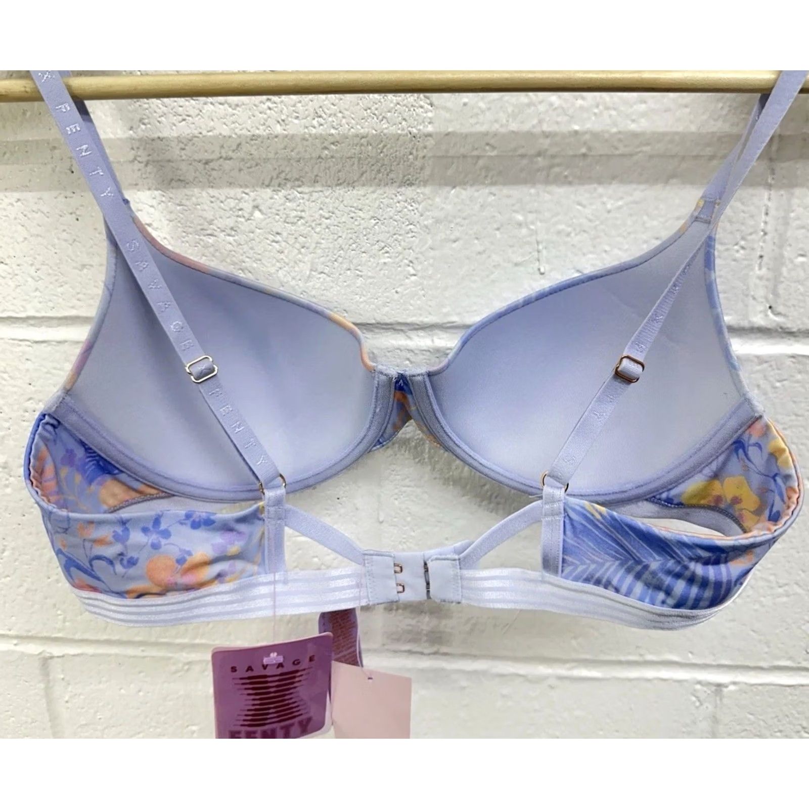 Vintage Savage Fenty Bra Tropical Floral Blue Underwire 36A Womens Size ONE SIZE - 3 Thumbnail