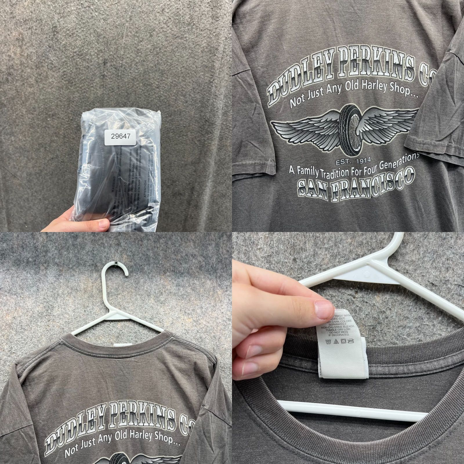 Harley Davidson VINTAGE Harley-Davidson Shirt Men 2XL Gray Crewneck T-Shirt Motorcycle Dudley Perkins Logo Casual All Seasons Mens Size US XXL / EU 58 / 5 - 8 Thumbnail