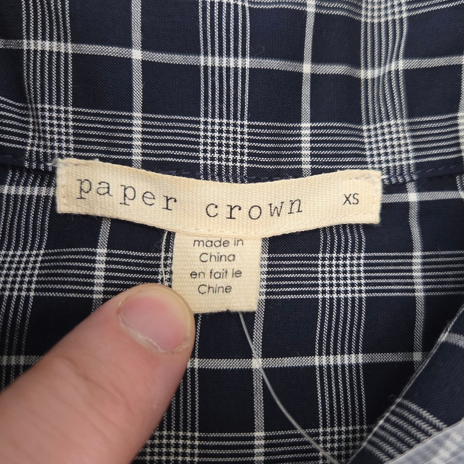 Other Paper Crown Navy Plaid Tie-Front Short Sleeve Top Size XS Size XS / US 0-2 / IT 36-38 - 6 Thumbnail