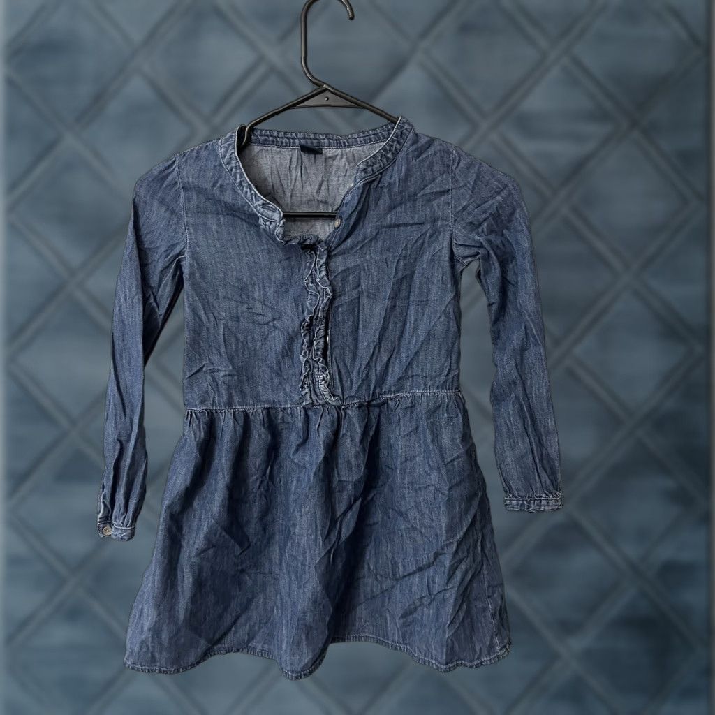 Gap Gap Shirt Women S Blue Denim Chambray Top 3/4 Sleeve Henley V-Neck Pullover Casual Bohemian American Fun Size S / US 4 / IT 40 - 1 Thumbnail