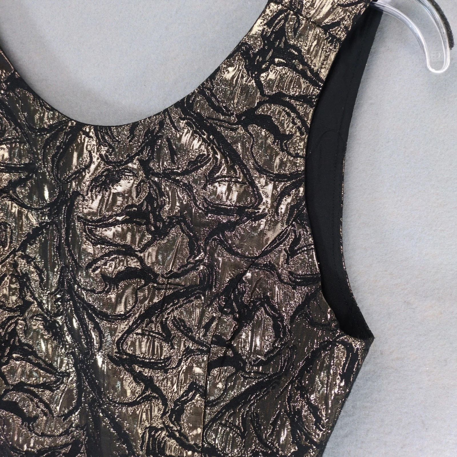 Other Jack Metallic Gold & Black Jacquard Peplum Dress Sleeveless Size M / US 6-8 / IT 42-44 - 9 Thumbnail