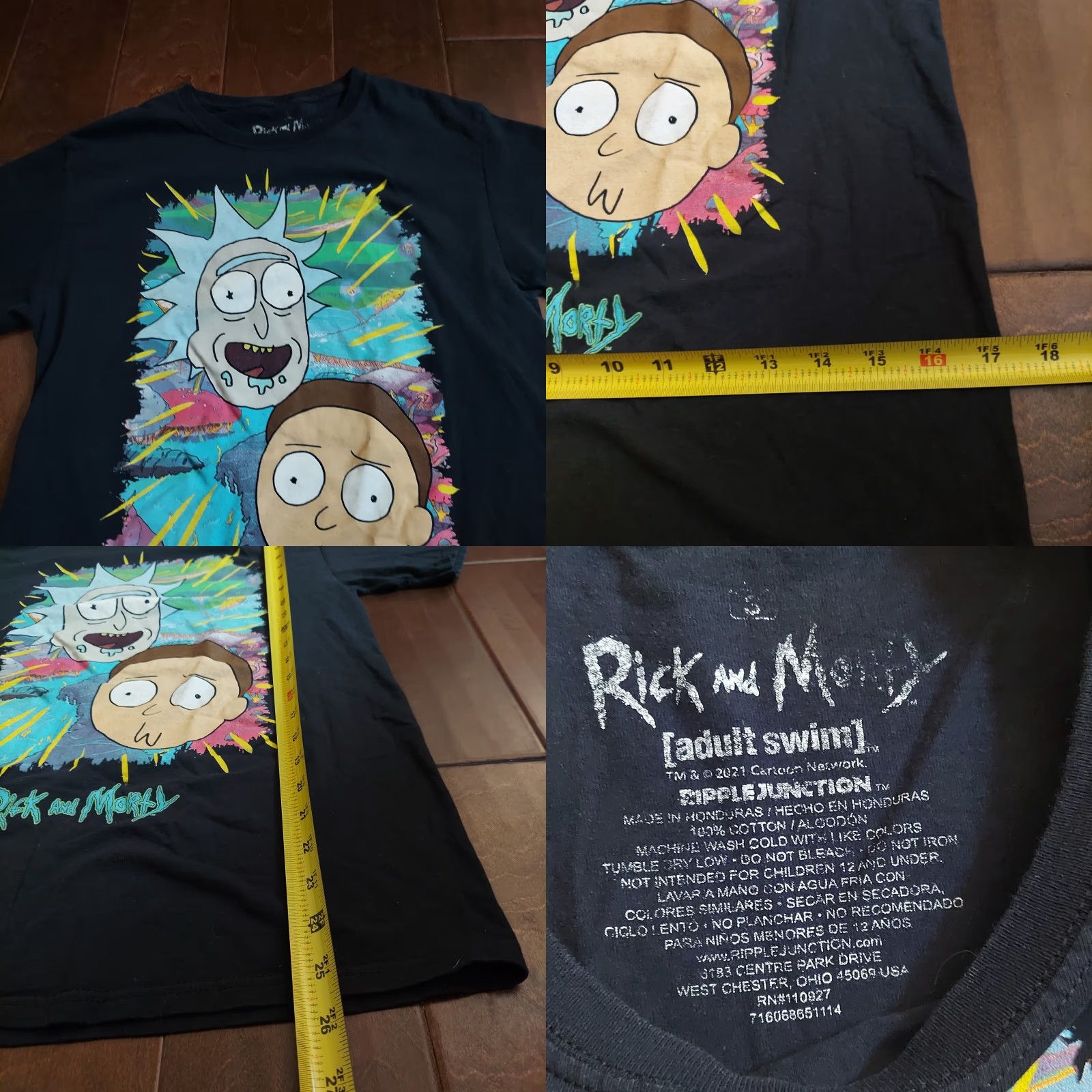 Vintage Rick and Morty Shirt Mens Small Black Graphic Tee Cartoon Trippy Short Sleeve Adult Swim Tee Size US S / EU 44-46 / 1 - 9 Thumbnail