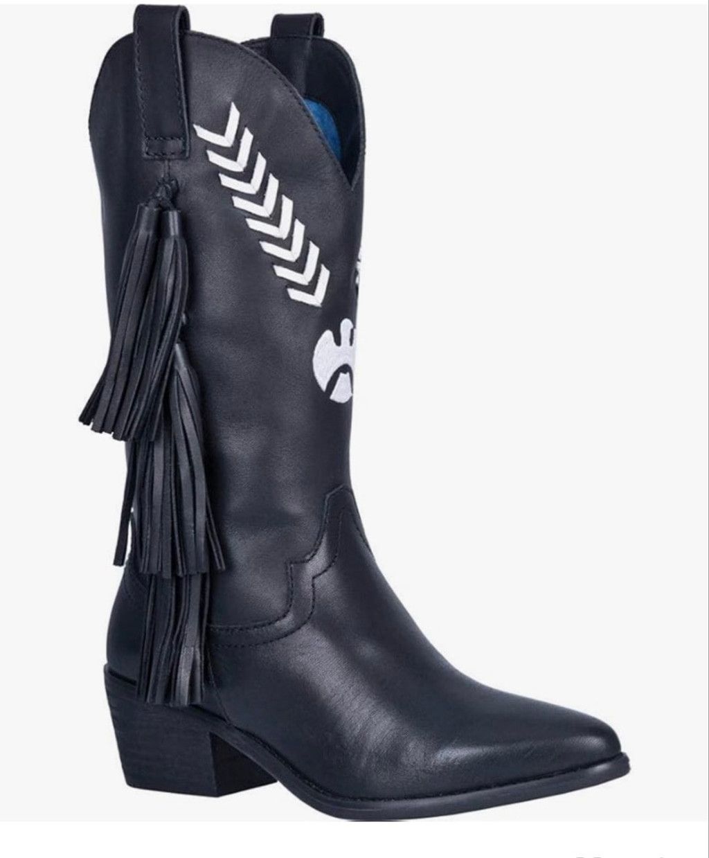 Dingyun Zhang Women's Dingo Black & White Fringe Cowboy Boots Size 7 Size US 7 / IT 37 - 1 Thumbnail