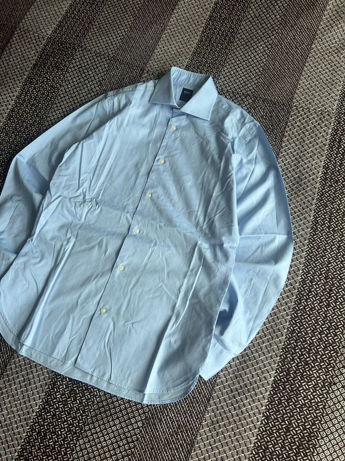 Boggi Boggi Milano Regular Fit Mens Blue Shirt Solid Style Size M Size US M / EU 48-50 / 2 - 2 Thumbnail