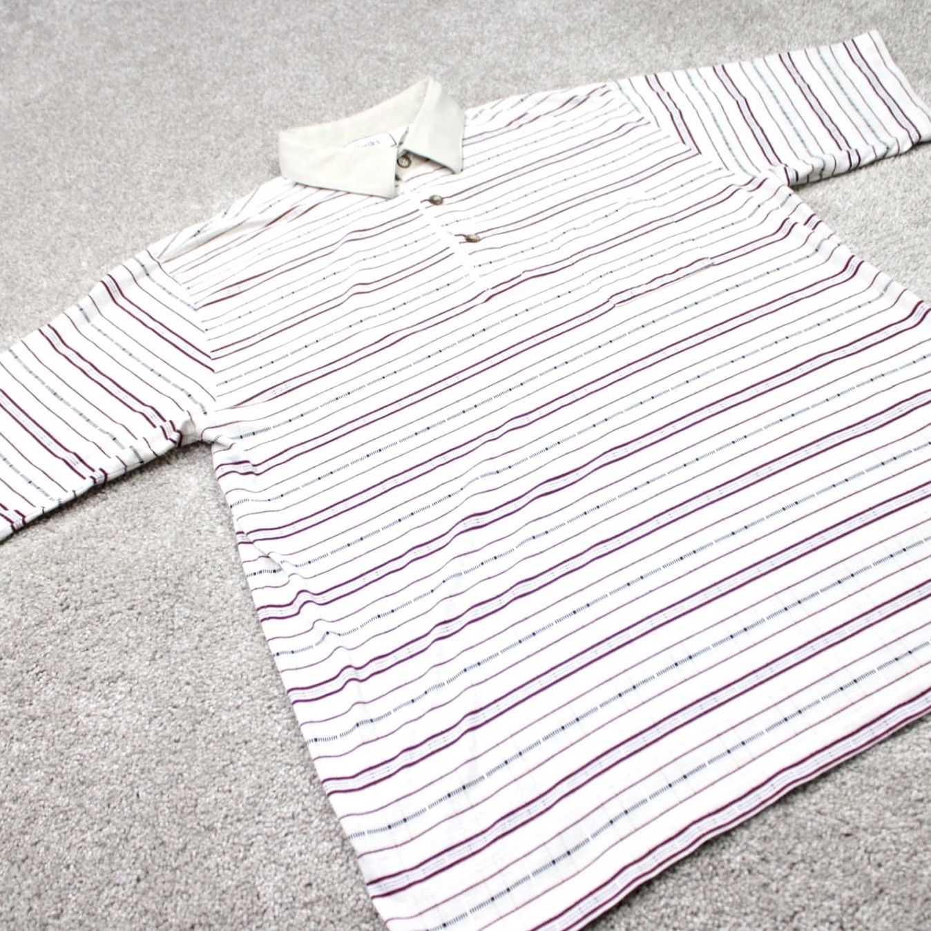Vintage Classics by Palmland Polo Shirt Mens XL Beige/Red Striped Contrast Collar S/S Polo Shirt Size US XL / EU 56 / 4 - 5 Thumbnail