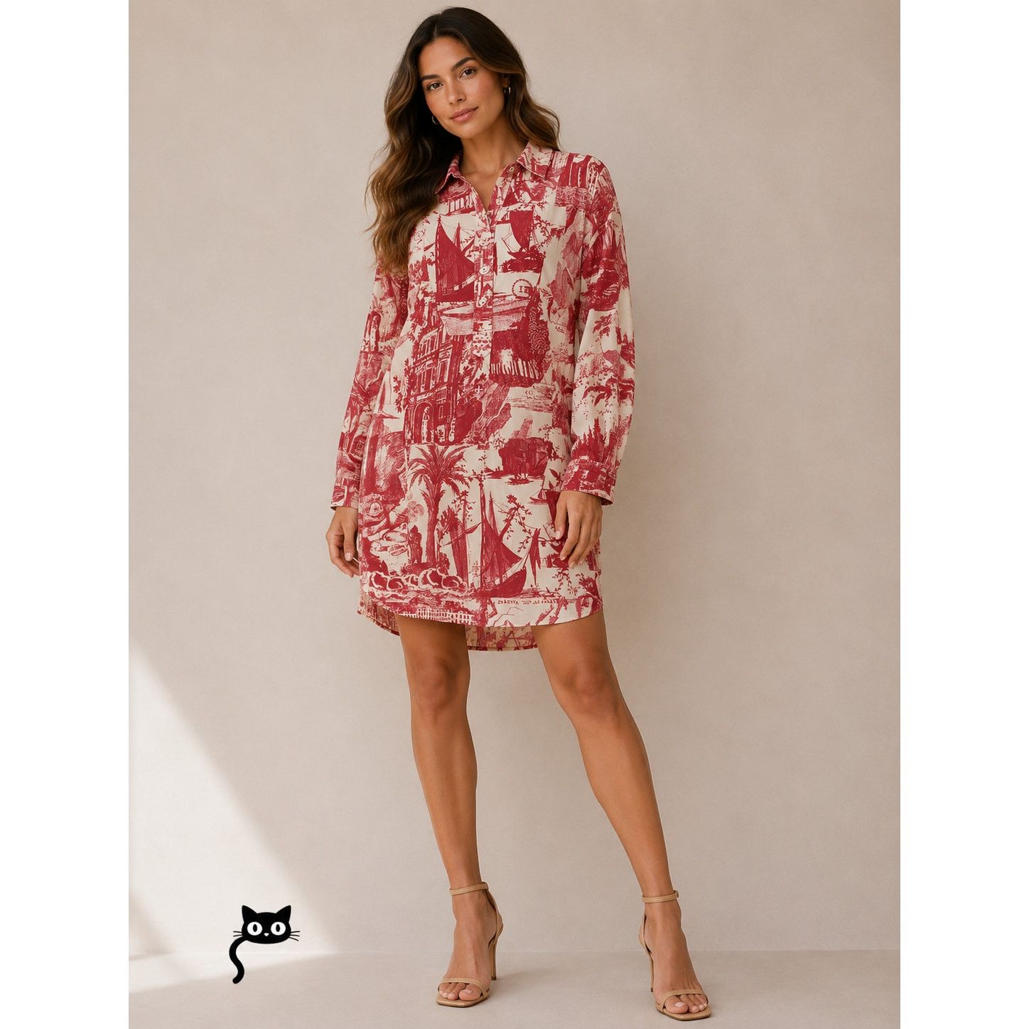Libertine Libertine Red Cream Toile De Nantes Half-Button Tunic L / XL Size XL / US 12-14 / IT 48-50 - 2 Thumbnail