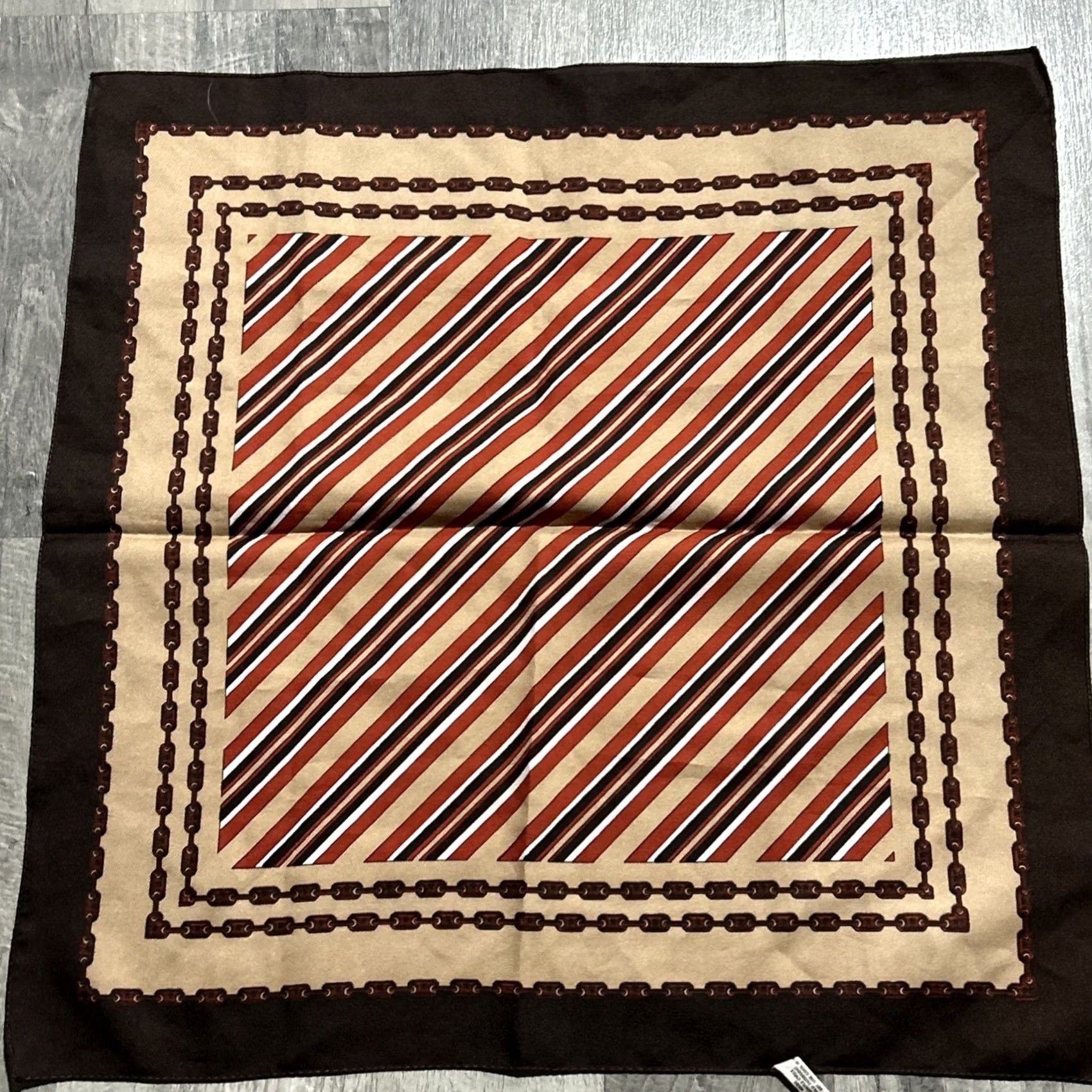 Vintage VINTAGE Baar & Beards Square Scarf Unisex Polyester Brown Stripe Japan 19 1/2” Mod Luxe W16 Size ONE SIZE - 3 Thumbnail