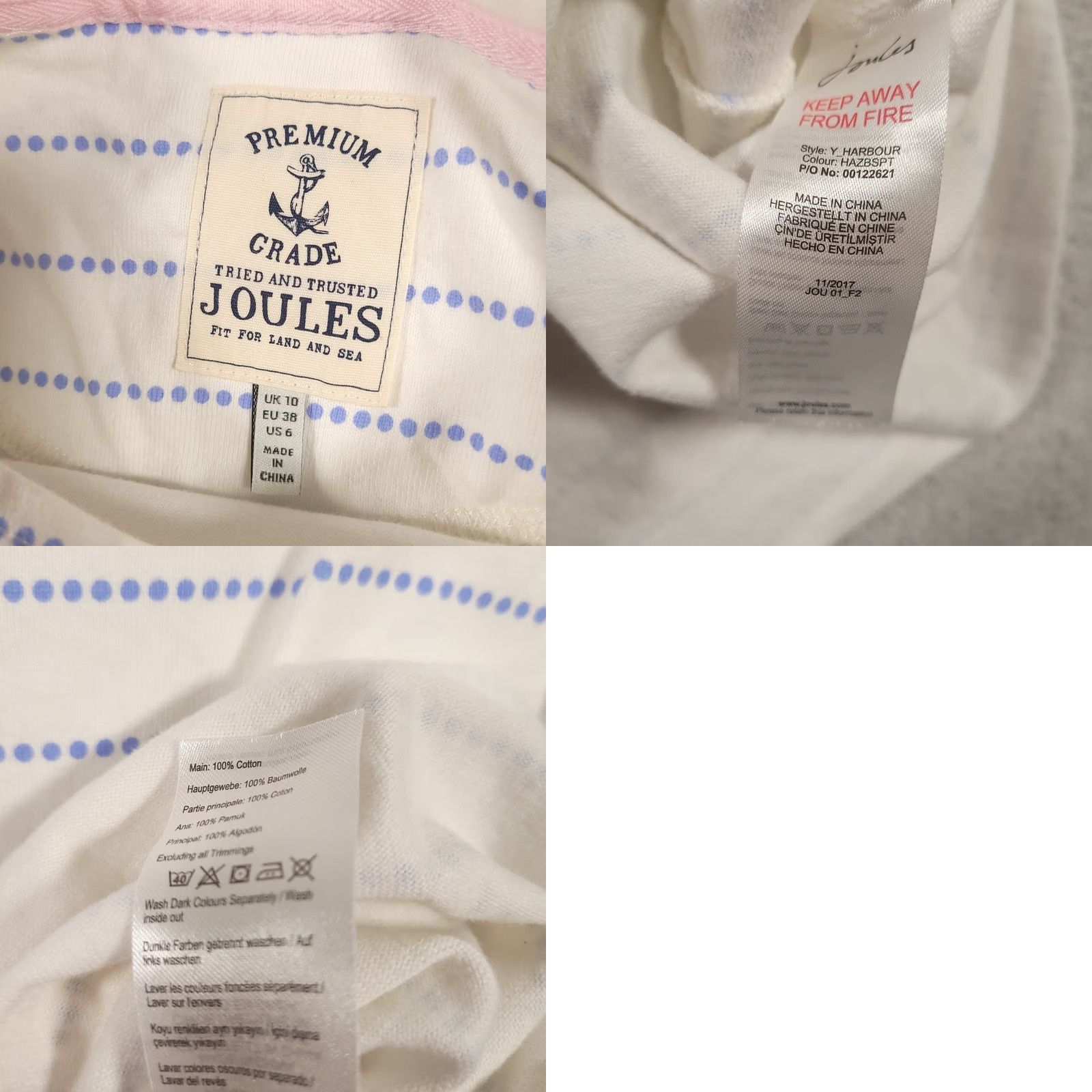 Vintage Joules Top White Blue Sz 6 Long Sleeve Striped Size M / US 6-8 / IT 42-44 - 9 Thumbnail