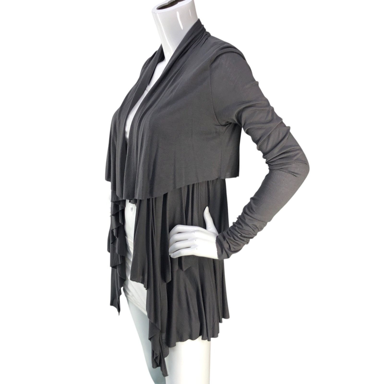 Bailey 44 Bailey 44 Size S Cardigan Open Tiered Ruffle Gray USA MADE Size S / US 4 / IT 40 - 4 Thumbnail